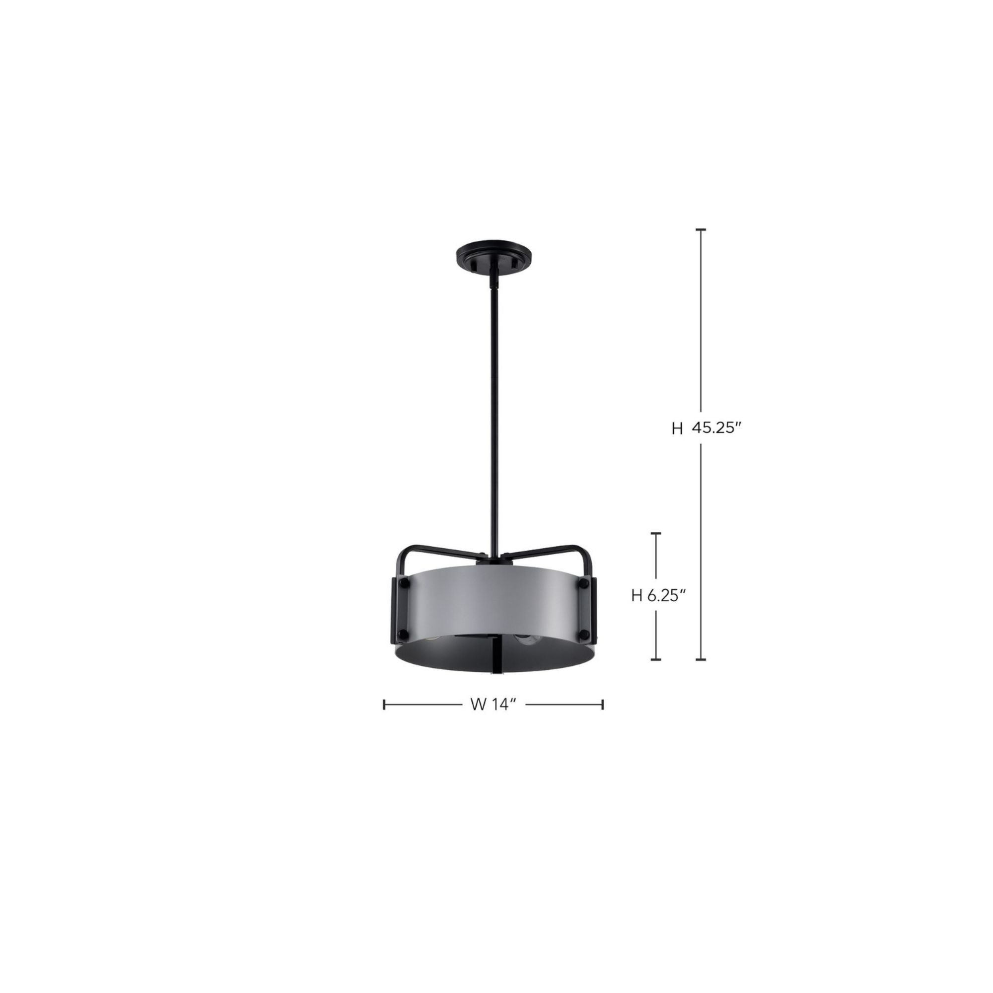Altos 14-Inch 3-Light Pendant Light Fixture - Matte Gray & Black Finish for Kitchen Island, Dining Room, or Bedroom Lighting