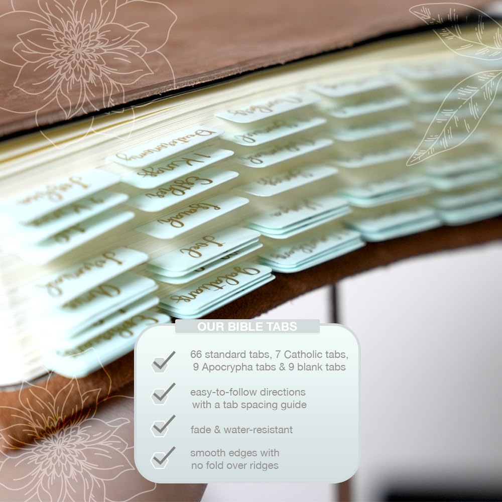 Bible Tabs with Gold Foil - 90 Durable Indexing Tabs for Bible Study & Journaling