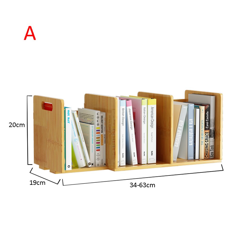 Bamboo Retractable Bookshelf & Student Desk Organizer - Space-Saving Desktop Storage Shelf for Kids, Home & Office - Perfect for Books, Stationery & Decor (Size A)