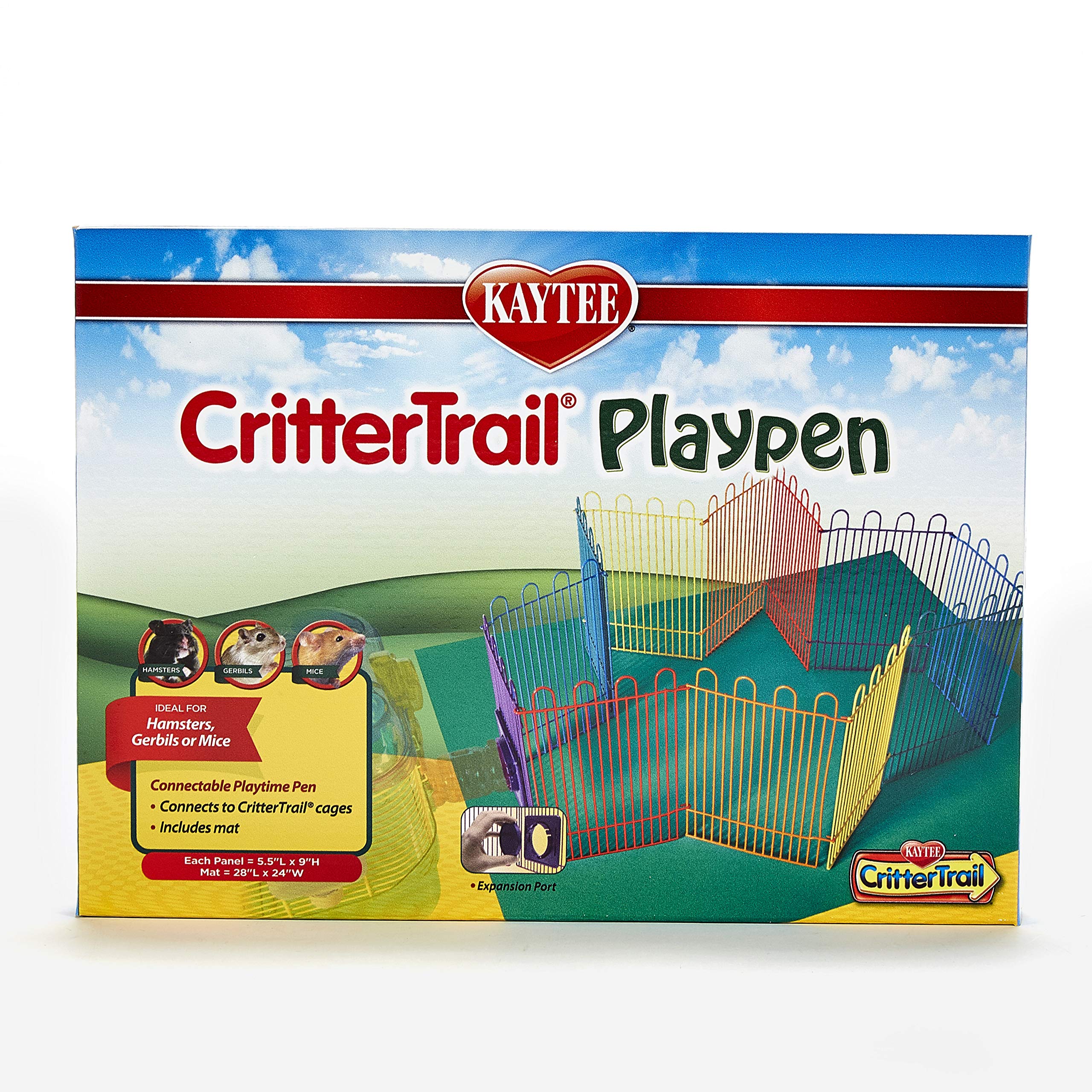 Kaytee CritterTrail Small Animal Playpen with Removable Mat - Portable Hamster & Guinea Pig Play Area for Indoor & Outdoor Pet Activities