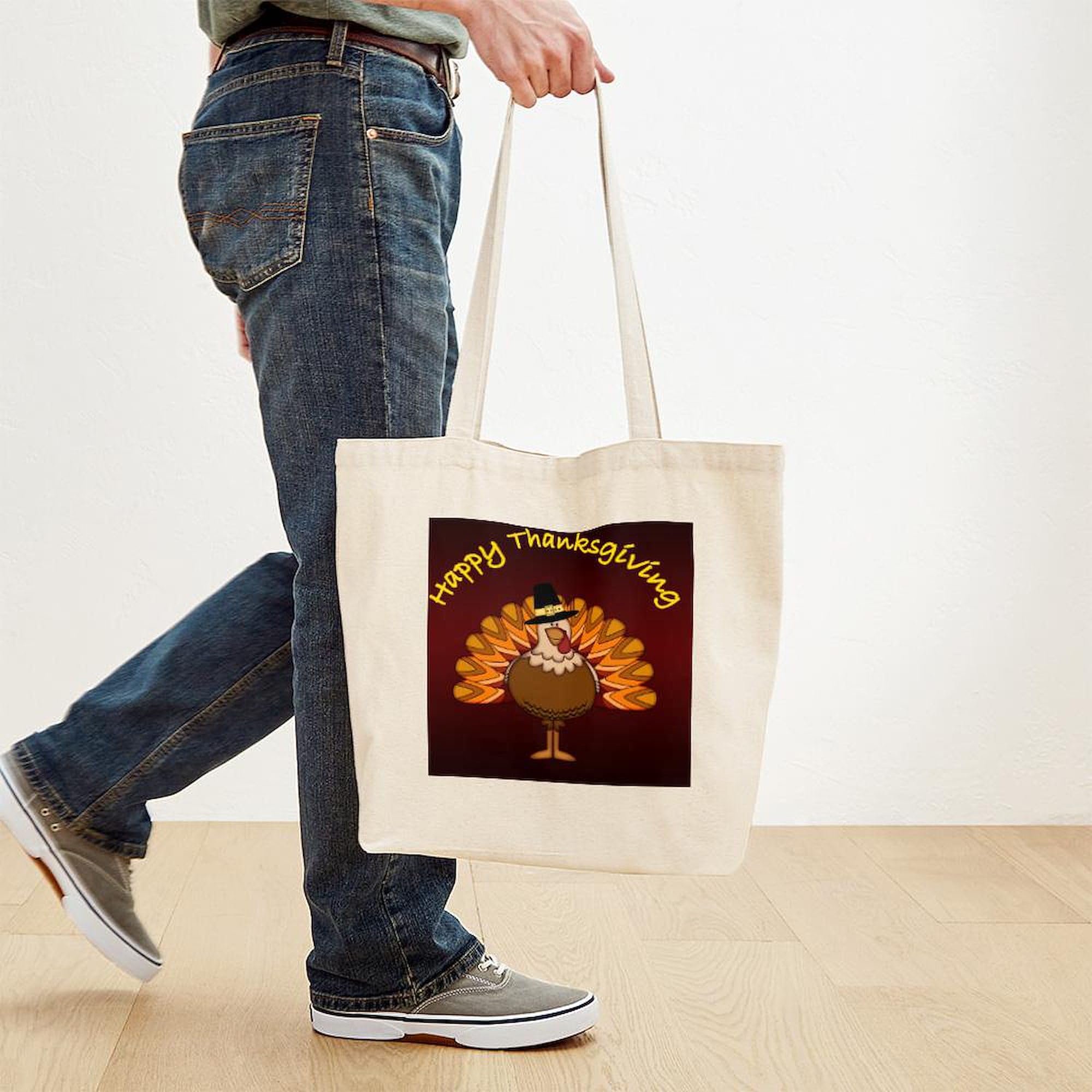 Happy Thanksgiving Tote Bag - Natural Canvas Reusable Shopping Bag for Groceries, Picnics & Holiday Gifts | Eco-Friendly Thanksgiving Gift Idea