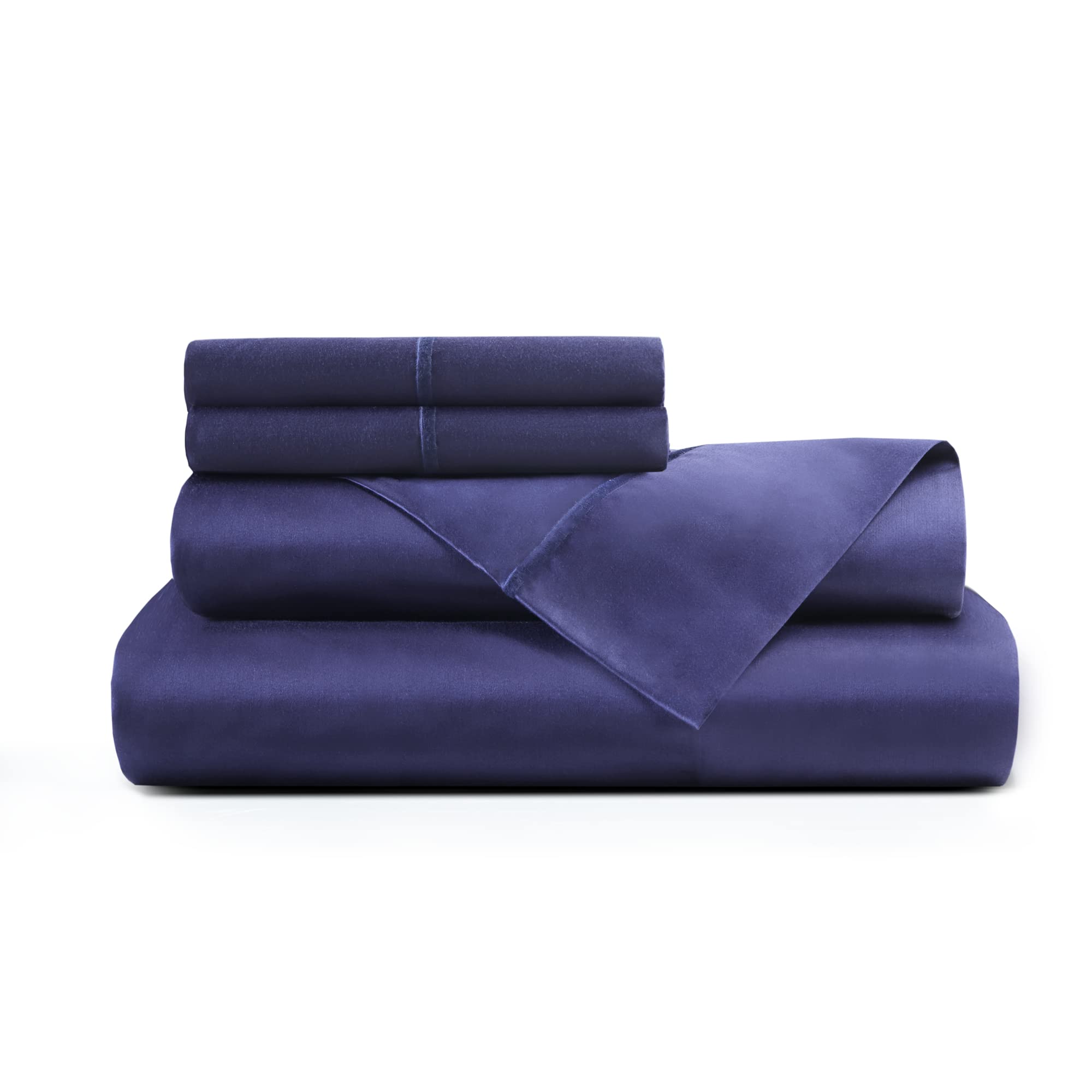Hyde Lane California King Sheets - 1000 Thread Count Luxury Cotton Bedding Set | Deep Pocket Fitted Sheet, Soft & Breathable Sateen Weave | Durable & Elegant Navy Blue Sheets for Master Bedroom or Guest Room
