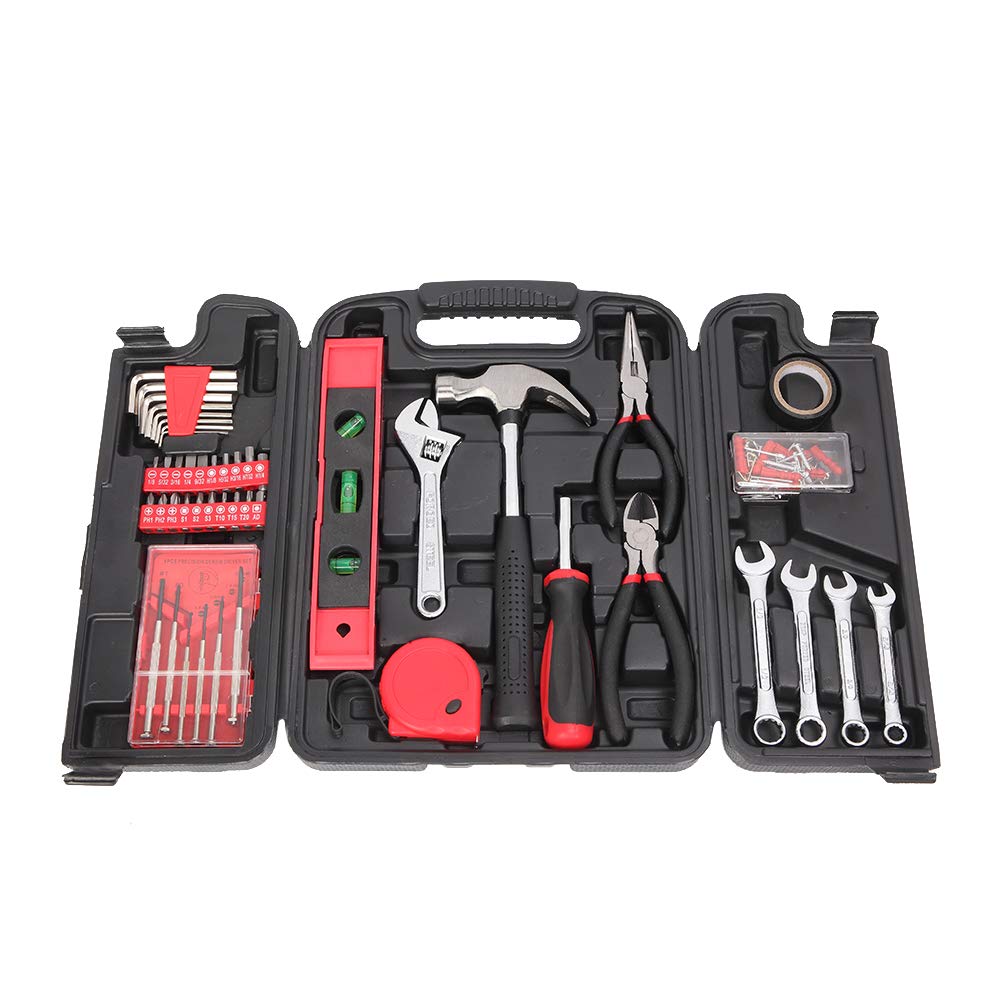 136-Piece Premium Tool Set with Durable Case - Complete Home & Auto Repair Kit for DIY, Maintenance, and Emergency Fixes (Red)