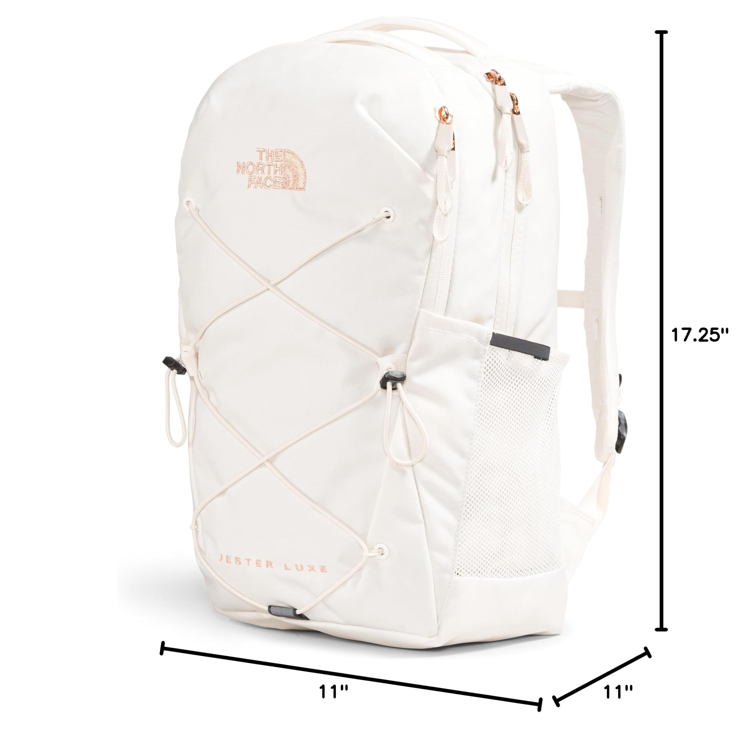 THE NORTH FACE Women's Jester Luxe Everyday Laptop Backpack - Lightweight Durable School & Work Bag - Gardenia White/Burnt Coral Metallic - Perfect for College, Office & Travel