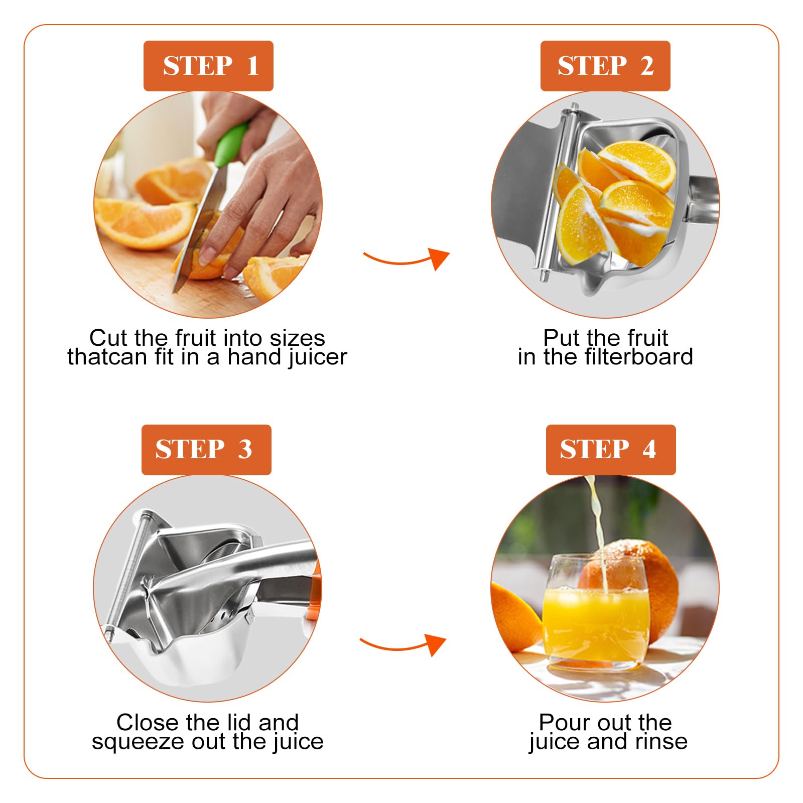 Stainless Steel Manual Lemon Juicer - Large Citrus Press for Orange, Lime & Fruit Squeezing - Perfect for Cocktails, Baking & Healthy Juicing at Home