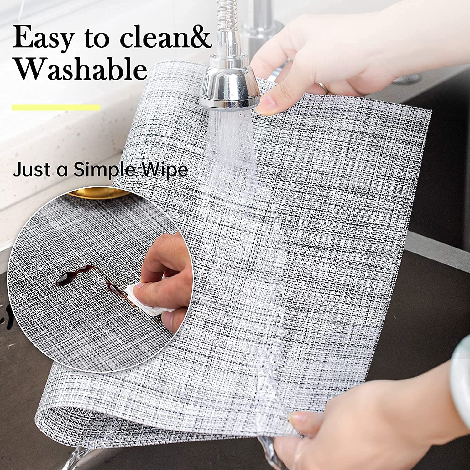 8-Pack Washable Vinyl Placemats for Dining Table - Indoor/Outdoor PVC Woven Table Mats (Gray) | Perfect for Patio, Picnic, Kitchen & Restaurant Use