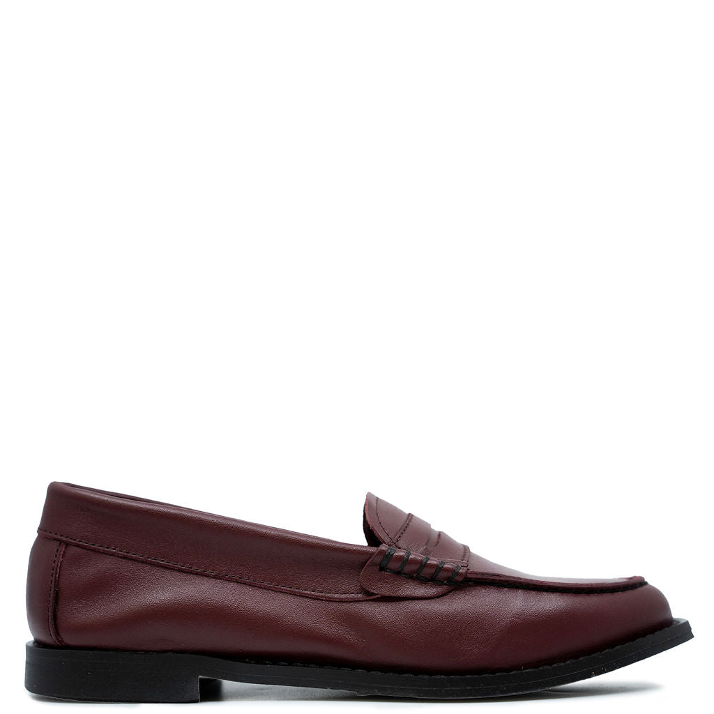 Spain+Co Burgundy Penny Loafers for Men - Classic Comfortable Slip-On Dress Shoes for Business, Office & Casual Wear