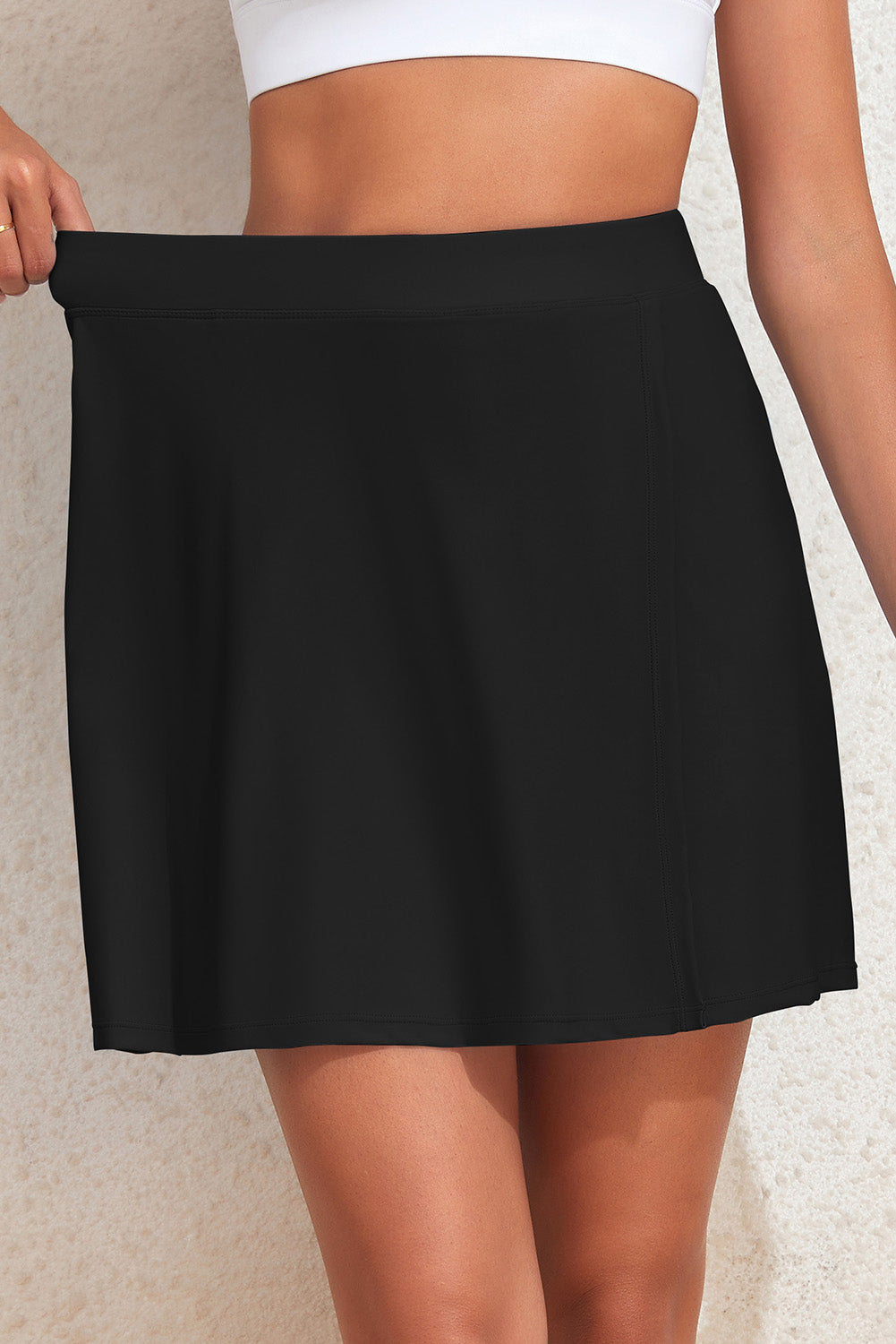 **Women's High Waist Slit Swim Skort with Pockets - Quick Dry Swimwear for Beach, Pool & Water Sports**