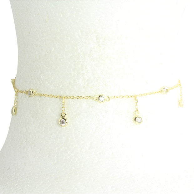 Elegant Diamond Choker Necklace - 18K Gold Plated Hanging Diamonds by the Yard for Women | Perfect for Weddings, Parties & Special Occasions
