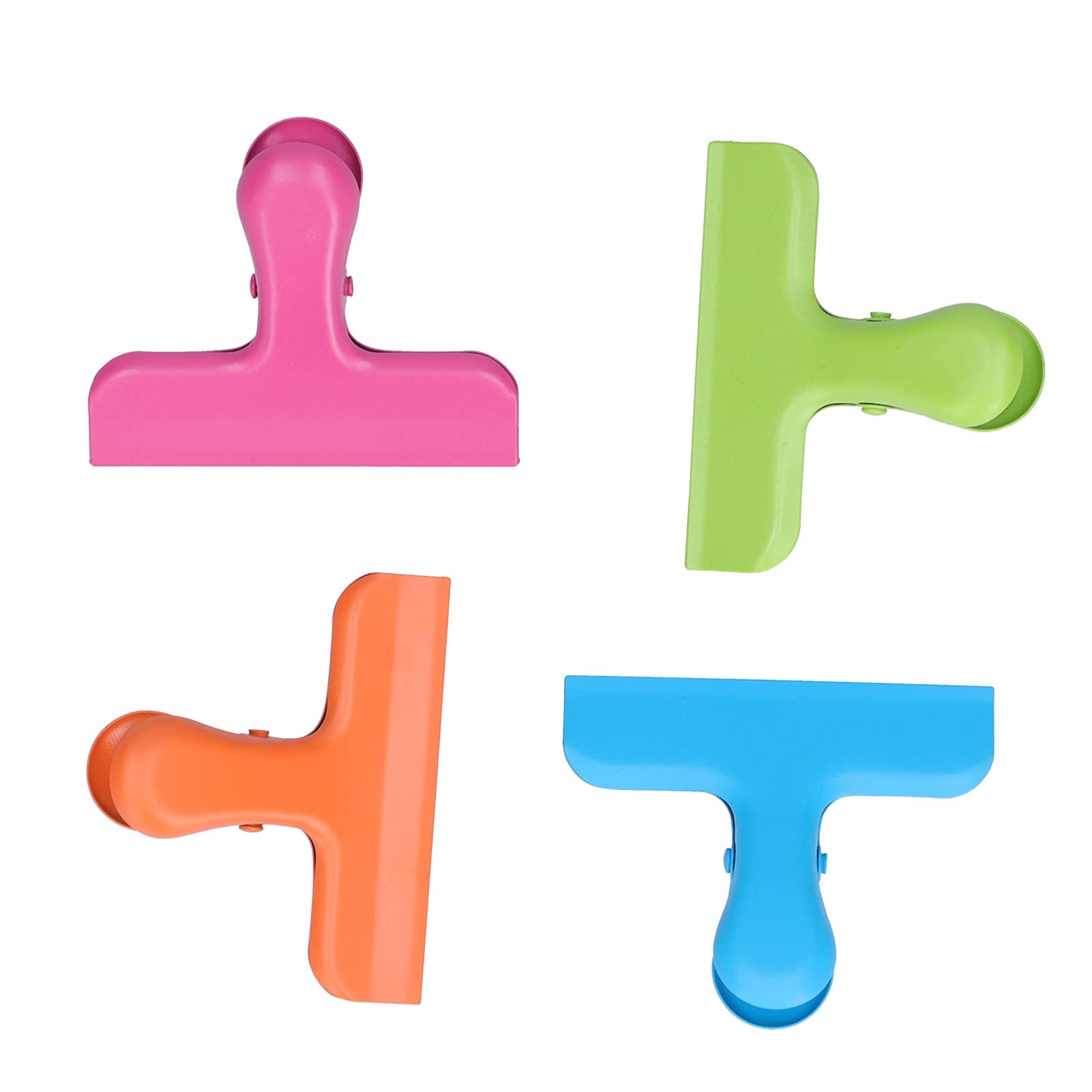 4-Pack Stainless Steel Food Bag Clips - Airtight Snack Sealer Clips for Chips, Cereal & Dry Food Storage - Kitchen Organizer & Photo File Clamps (Perfect for Pantry, Travel & Office Use)