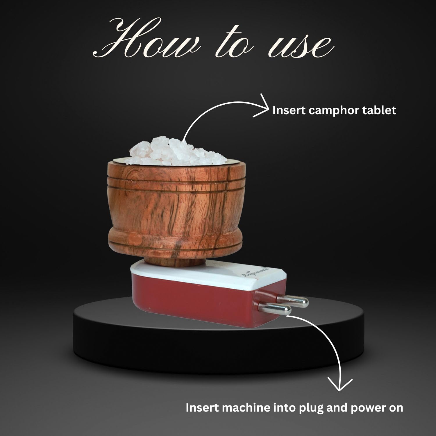 Premium SIGNAMIO® Kapoor Kapur Dani Camphor Karpuram Bakhoor Oud Aroma Oil Diffuser & Incense Burner - Sheesham Wood Electric Stand for Home Fragrance, Room Freshener, Meditation & Yoga Space | DN-1 Model