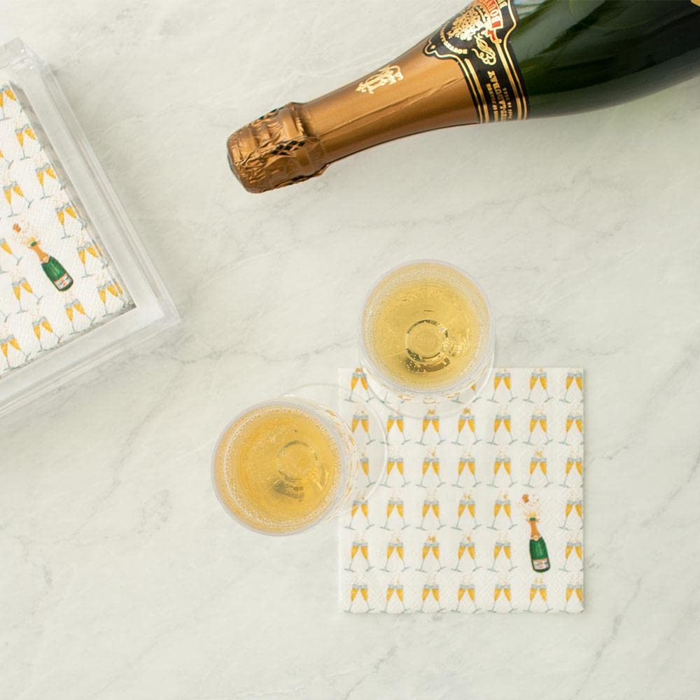 Premium Caspari Bubbly Boxed Paper Cocktail Napkins - 80 Count, Elegant Party Supplies for Weddings, Bridal Showers & Special Events