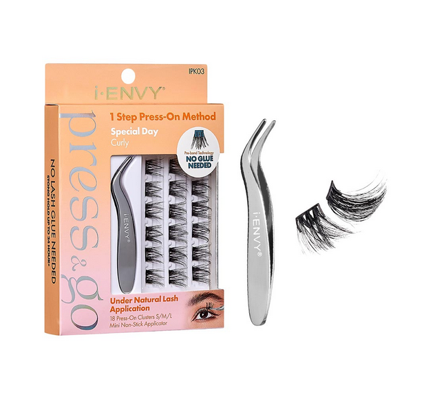 I ENVY PRESS AND GO Lash Clusters Kit - Natural & Dramatic False Eyelashes for Every Occasion (Select Style) | Perfect for Weddings, Parties & Everyday Glam