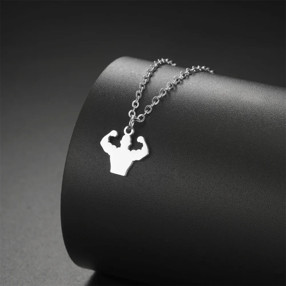 Stainless Steel Dumbbell Necklace for Men - Weightlifting & Gym Jewelry Gift for Bodybuilders & Fitness Enthusiasts | Perfect for Workouts, Sports & Casual Wear