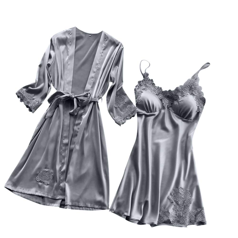Ghazzi Women's Sexy Lingerie Set - Lace Kimono Robe, Babydoll Bodysuit & Nightgown Sleepwear for Romantic Nights, Boudoir Photography and Special Occasions