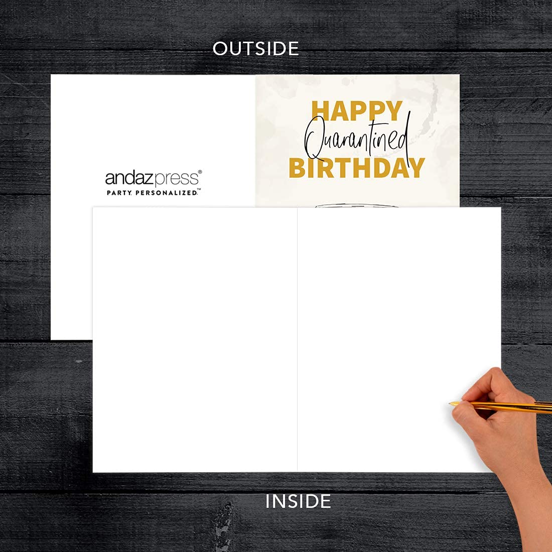 Funny Whiskey Glass Happy Birthday Jumbo Card - 8.5 x 11 Inch Social Distance Greeting Card for Him & Her (1-Pack) - Perfect for Virtual Celebrations & Long-Distance Birthday Wishes
