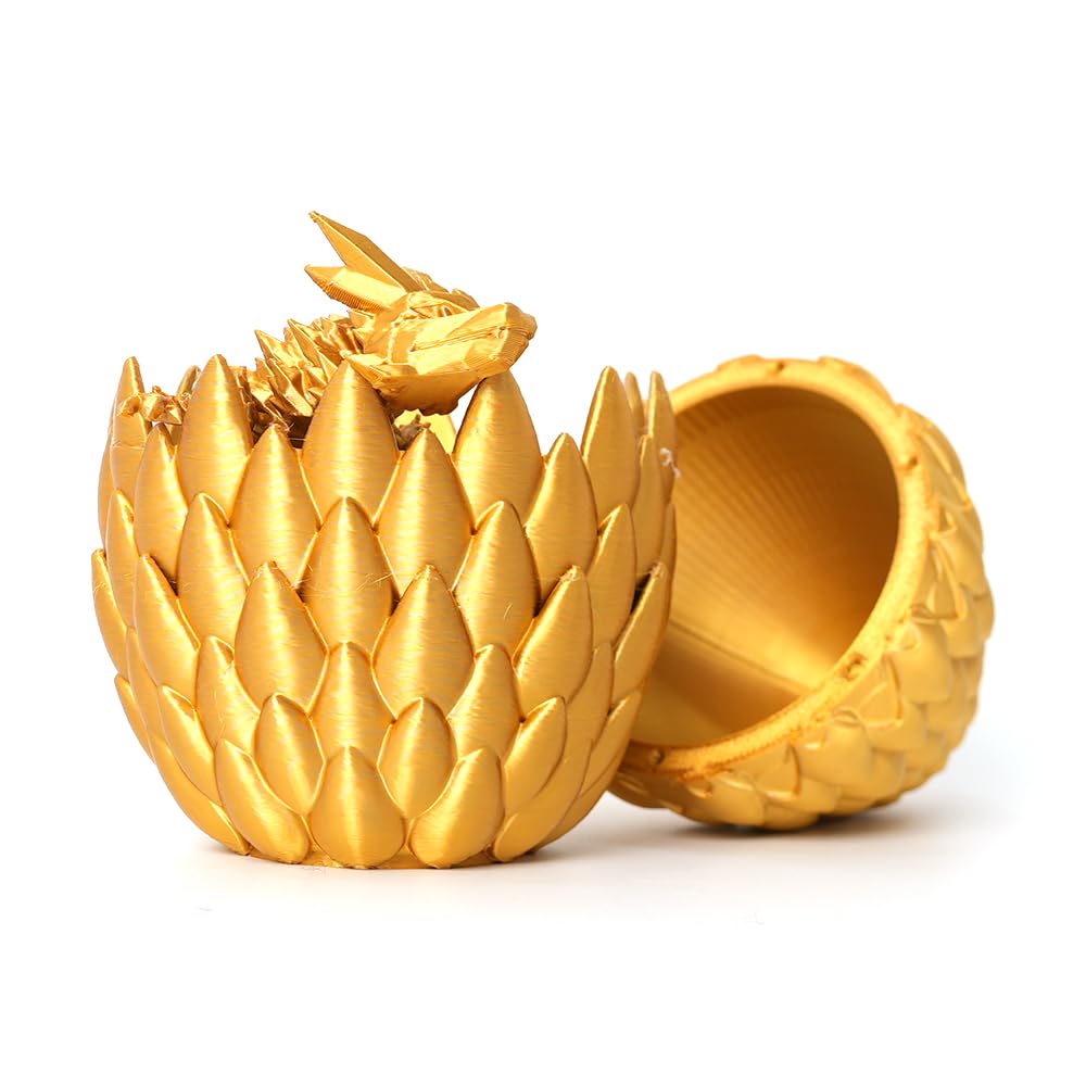 3D Printed Easter Dragon Egg - Gold with 12