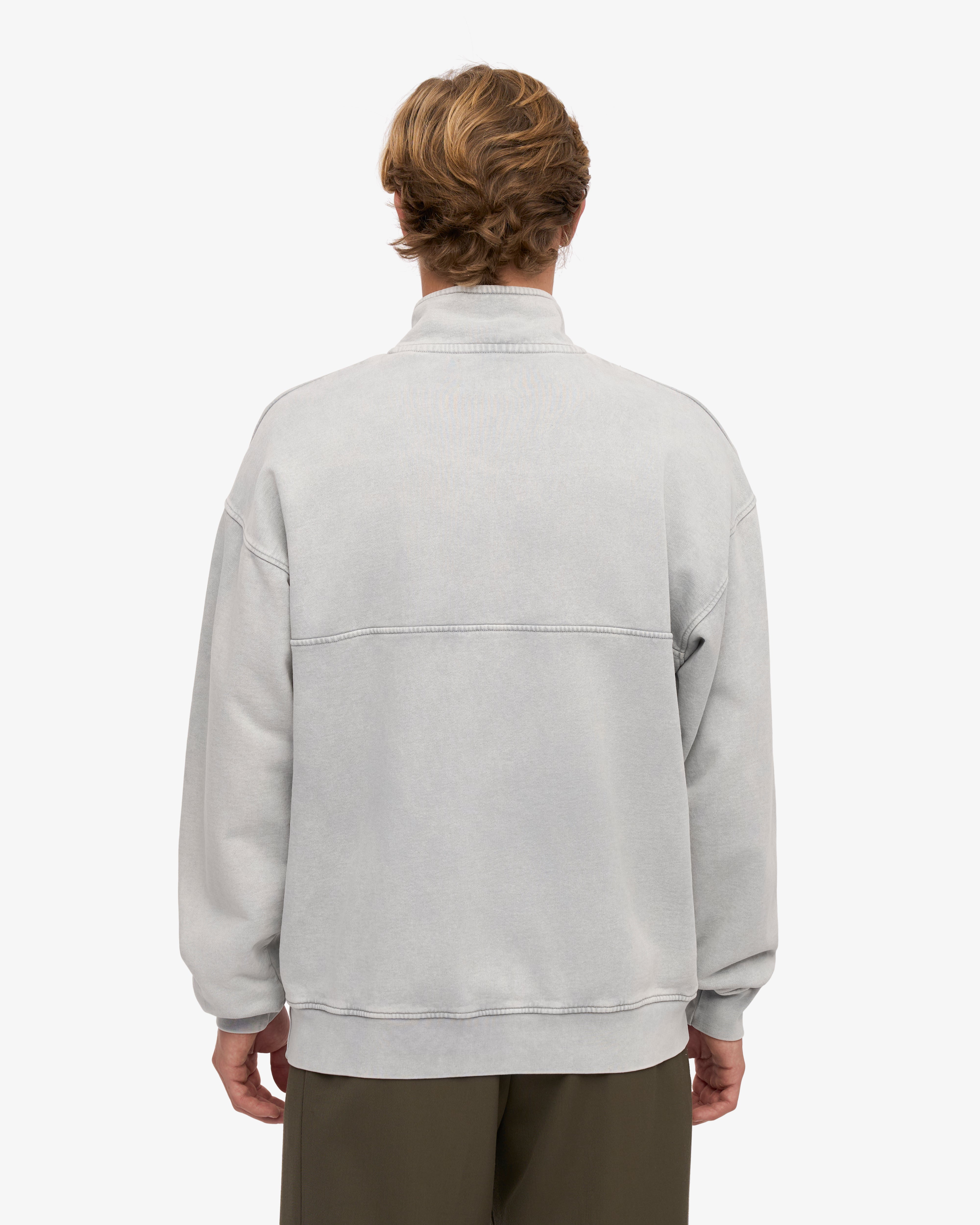 Organic Cotton Quarter Zip Sweatshirt for Men - Faded Grey | Eco-Friendly & Comfortable | Perfect for Casual Wear & Outdoor Activities