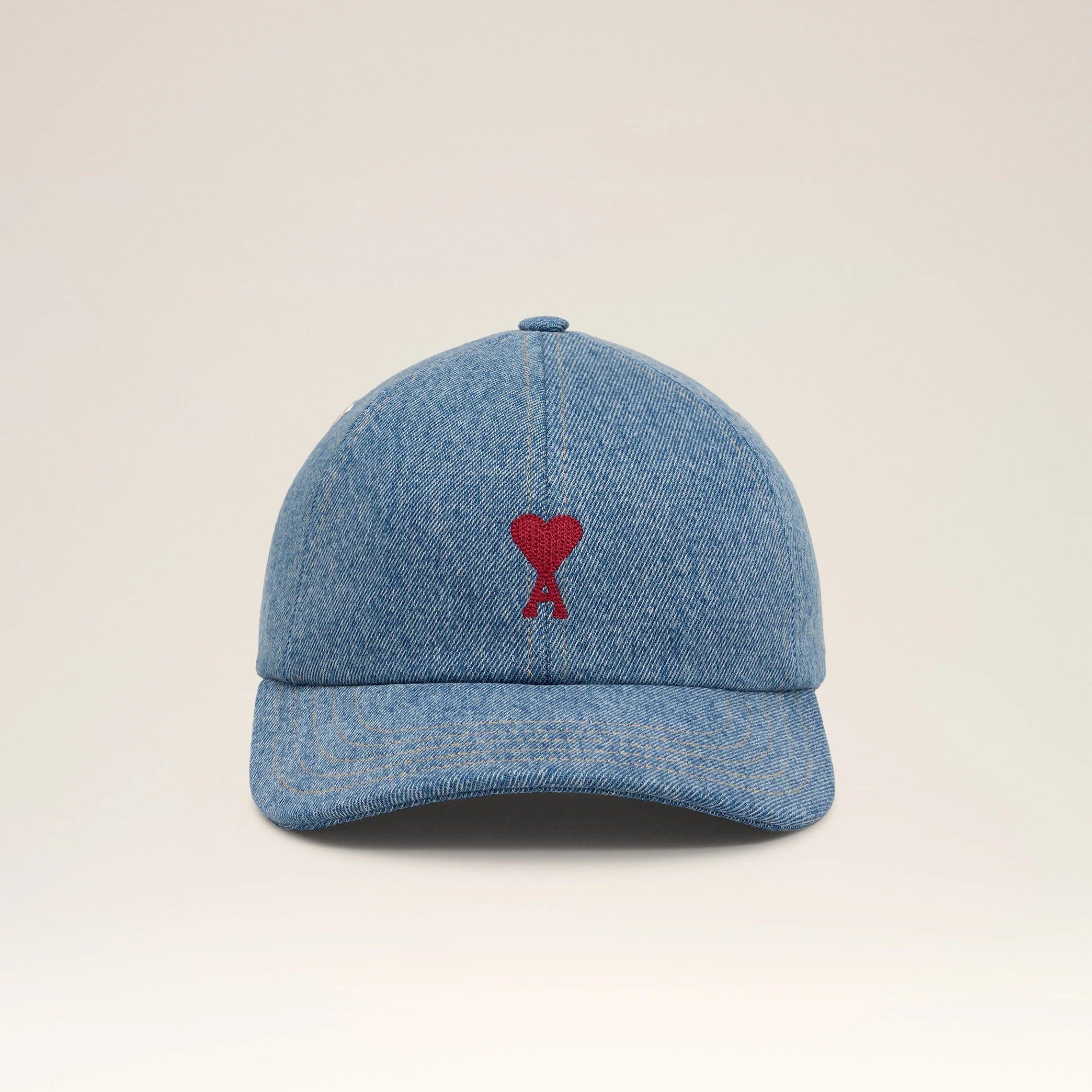 AMI Paris Blue Cotton Cap with Embroidered AMI de Coeur Logo - Stylish Unisex Baseball Hat for Casual Wear & Outdoor Activities