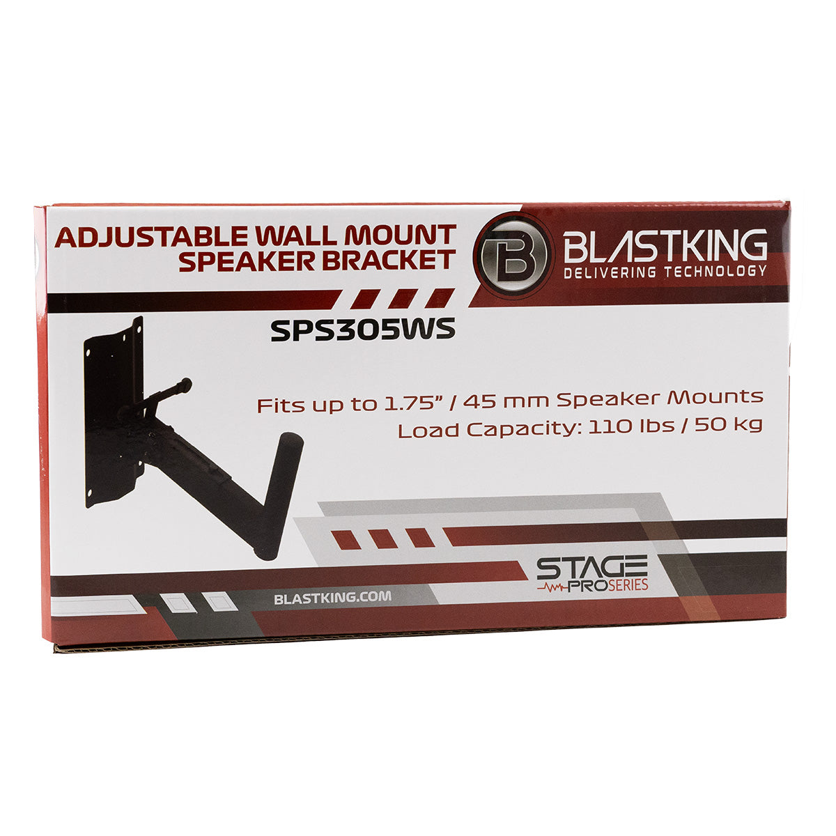 Blastking SPS305WS Adjustable Wall Mount Speaker Bracket - Heavy Duty Universal Speaker Mount for Home Theater, Studio, and Outdoor Use