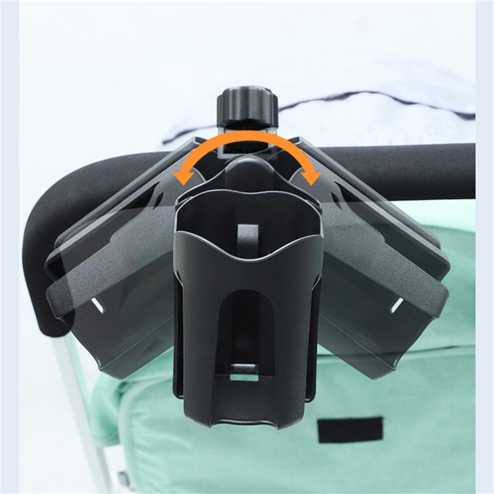 BAIMOQI 2 in 1 Universal Baby Stroller Cup Holder with Phone Holder - 360° Rotatable Milk Bottle Storage Rack, Stroller Accessory for Feeding & Shopping Convenience