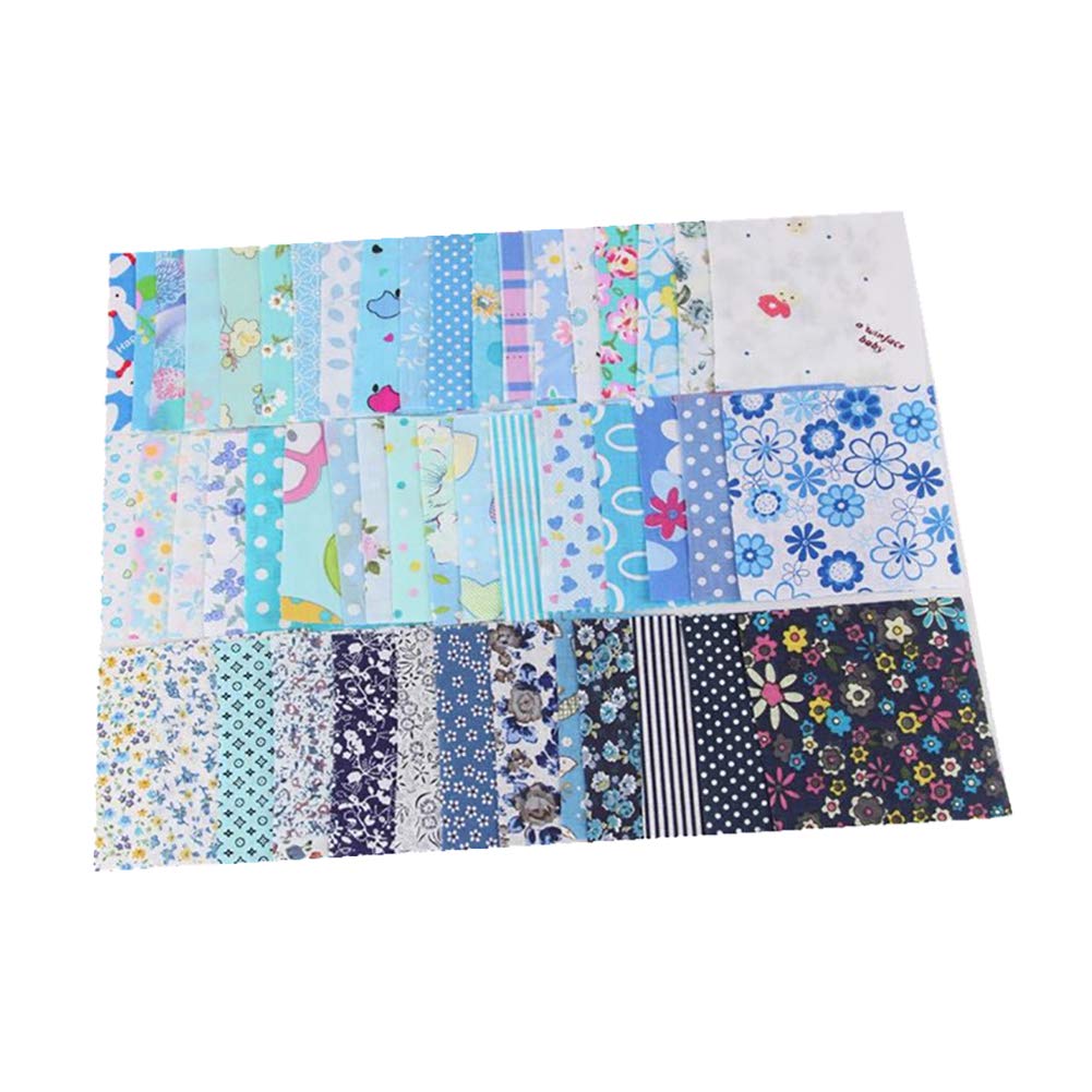 50Pcs Cotton Fabric Scraps for DIY Patchwork, Quilting, Sewing & Crafting - Assorted Blue Quilting Squares Bundle - Perfect for Scrapbooking, Home Decor & Handmade Gifts