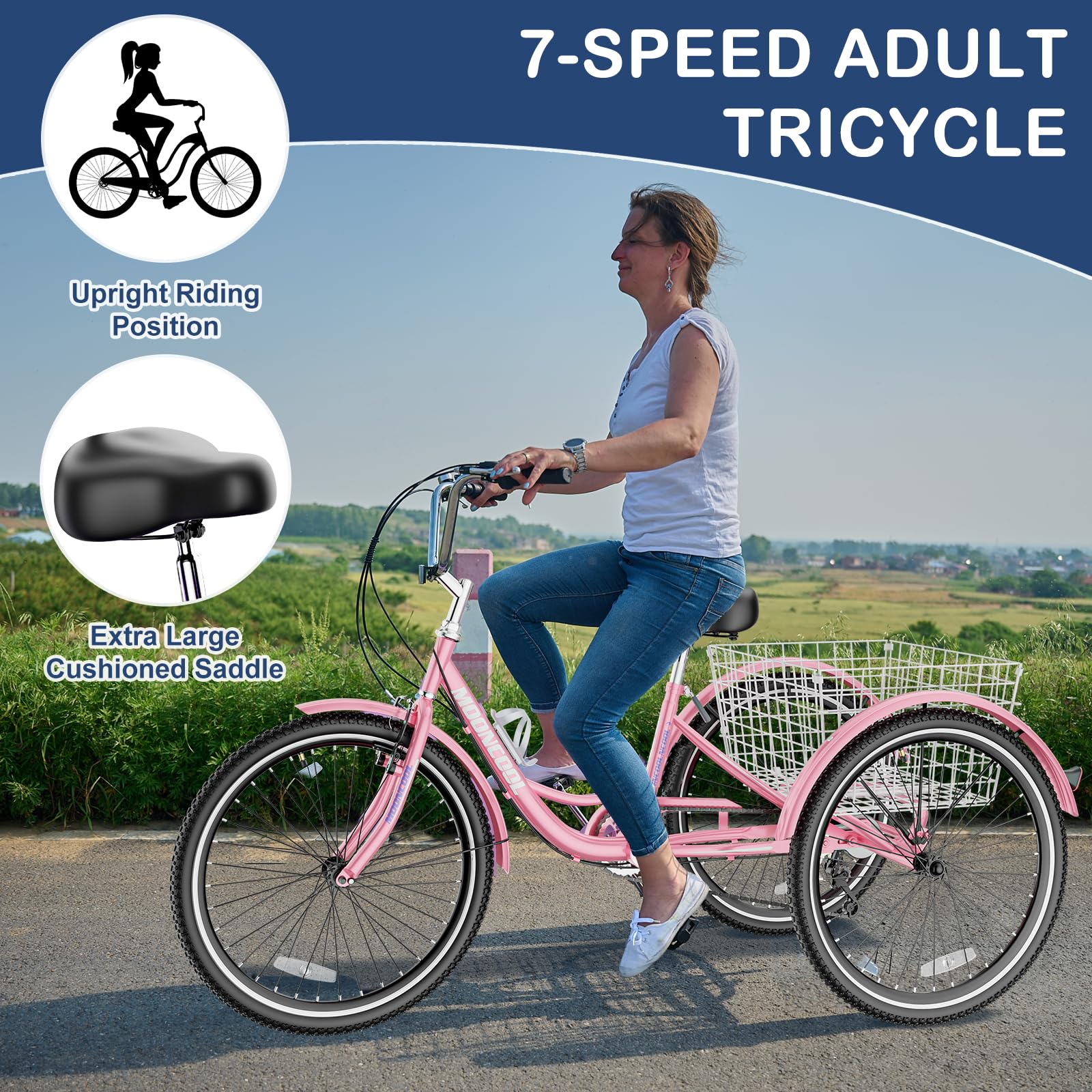 7-Speed Adult Tricycle with Basket - 20