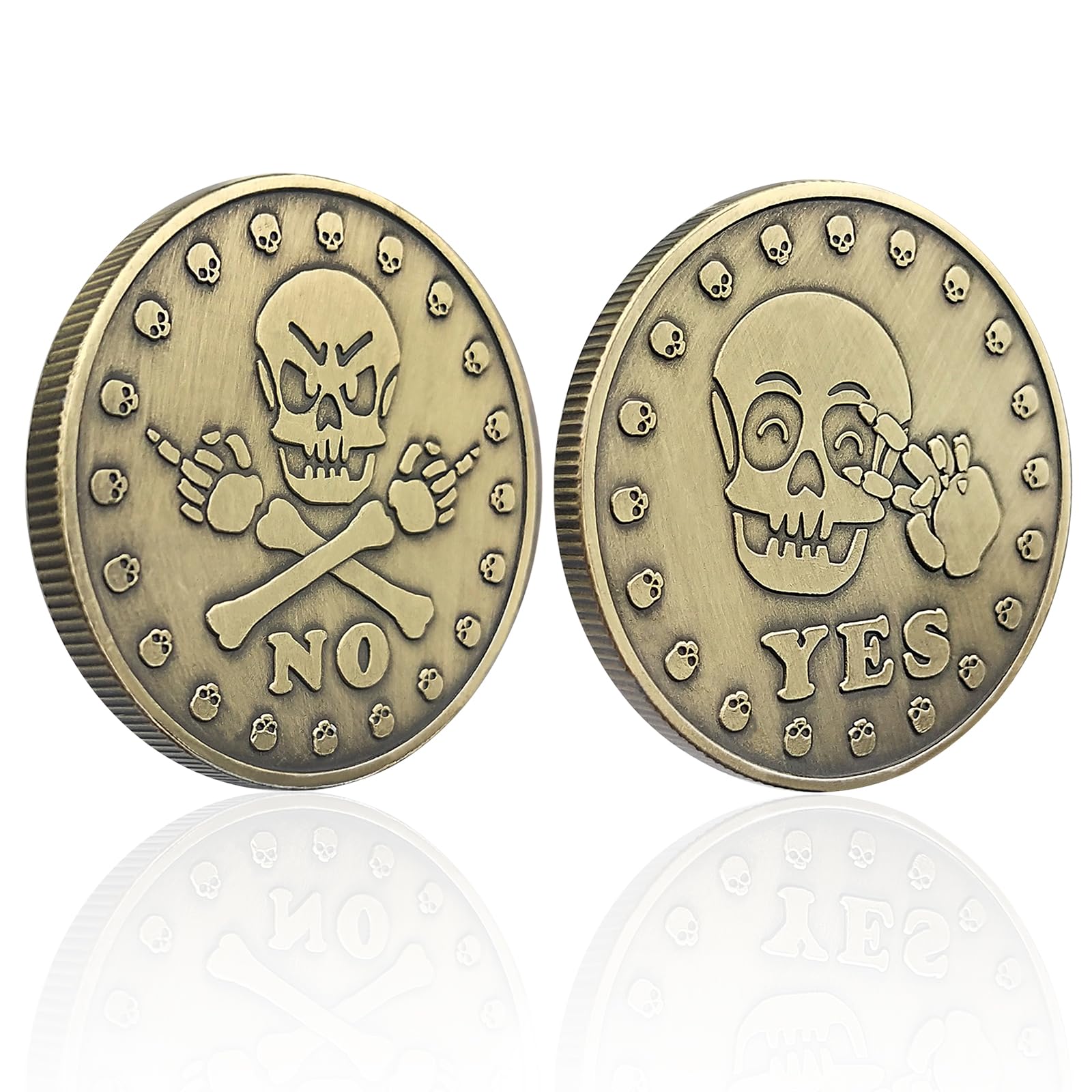 Yes No Coin - Decision Maker Flip Coin for Fun Choices - Novelty Destiny Coin for Women & Men - Funny Party Game Supplies with Skull Pattern - Perfect for Gifts, Games, and Decision Making