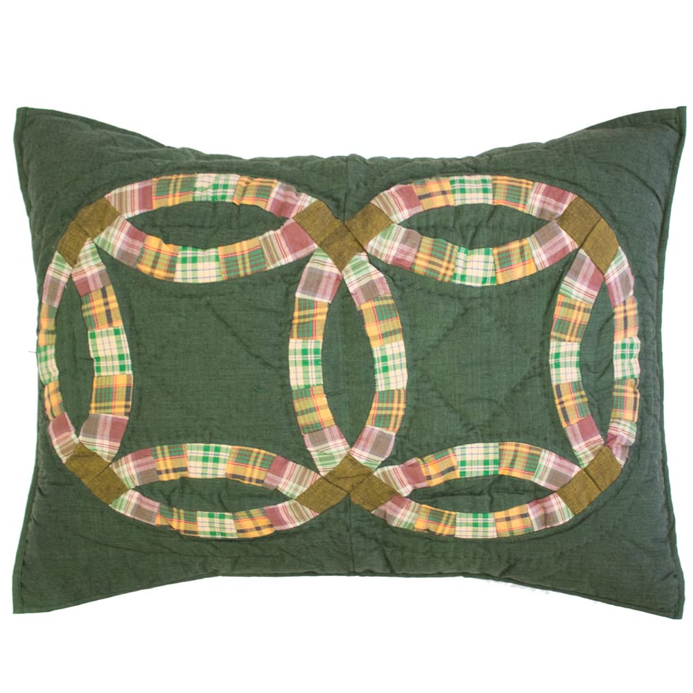 Handmade Green Cats Eye King Quilt Set - 4 Piece Cotton Patchwork Bedding (105