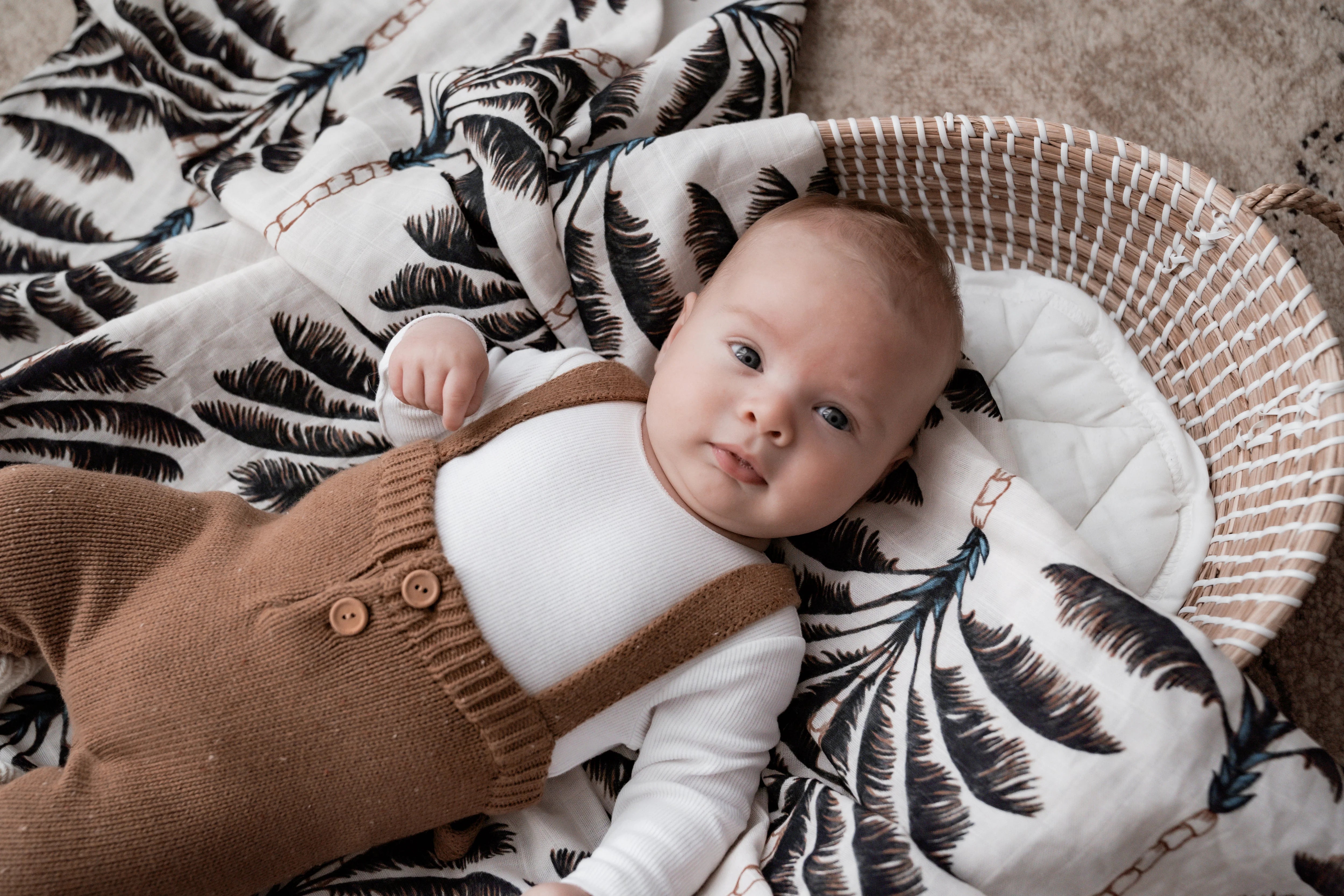 Organic Muslin Swaddle Blanket for Babies - Soft Breathable Cotton Wrap for Newborns & Infants - Perfect for Swaddling, Nursing Cover & Stroller Blanket - Pop Ya Tot Daintree Collection