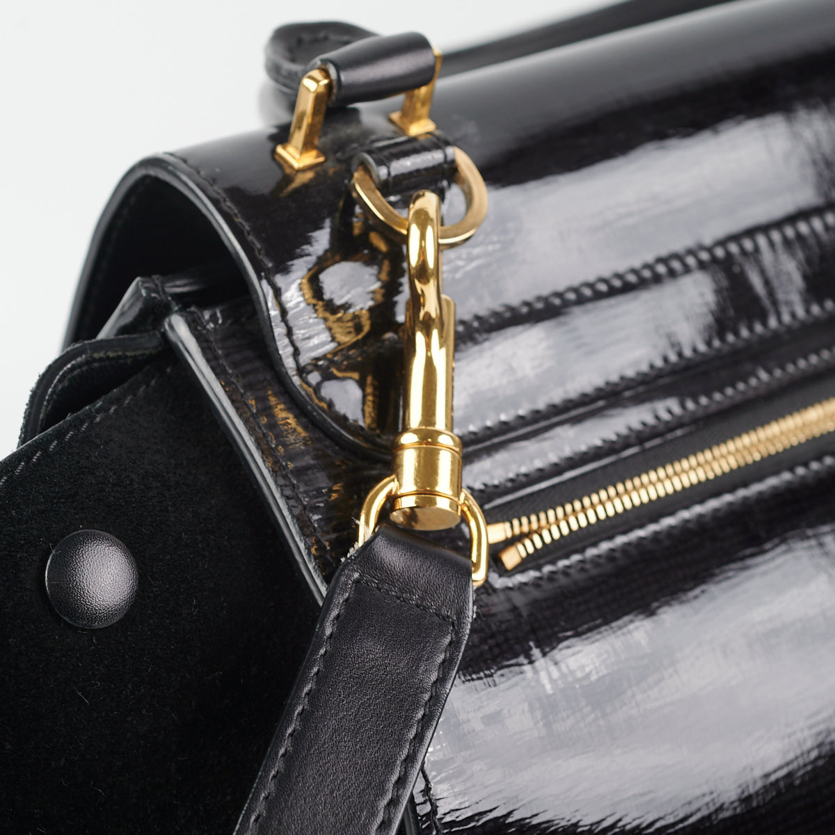Celine Trapeze Patent Leather Medium Shoulder Bag in Black - Perfect for Work, Travel & Everyday Use