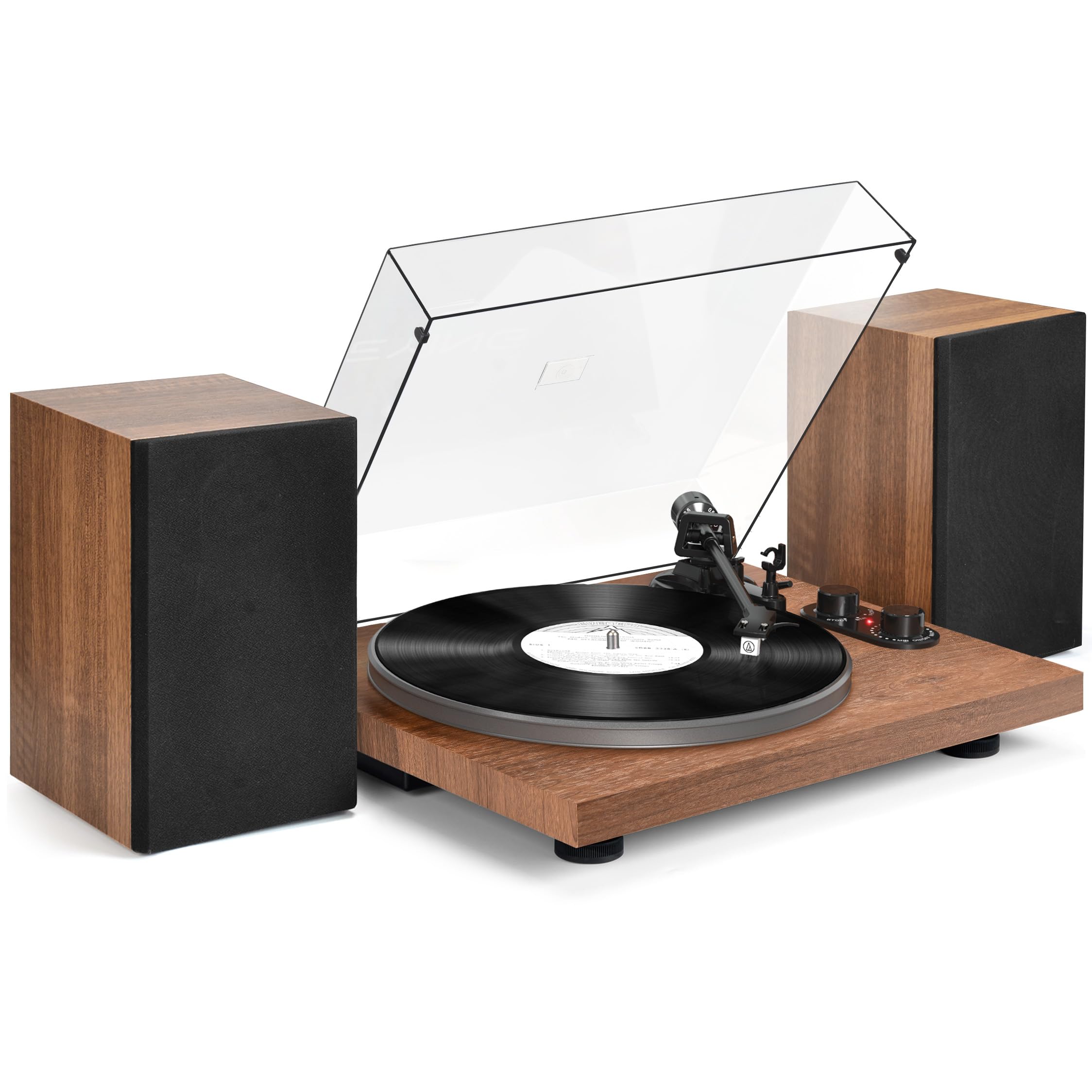 Wireless Bluetooth Turntable with 40W Speakers - Vinyl Record Player with Built-in Preamp, AT-3600L Cartridge, USB Recording, Pitch & Counterweight - Perfect for Home Entertainment & Vinyl Enthusiasts