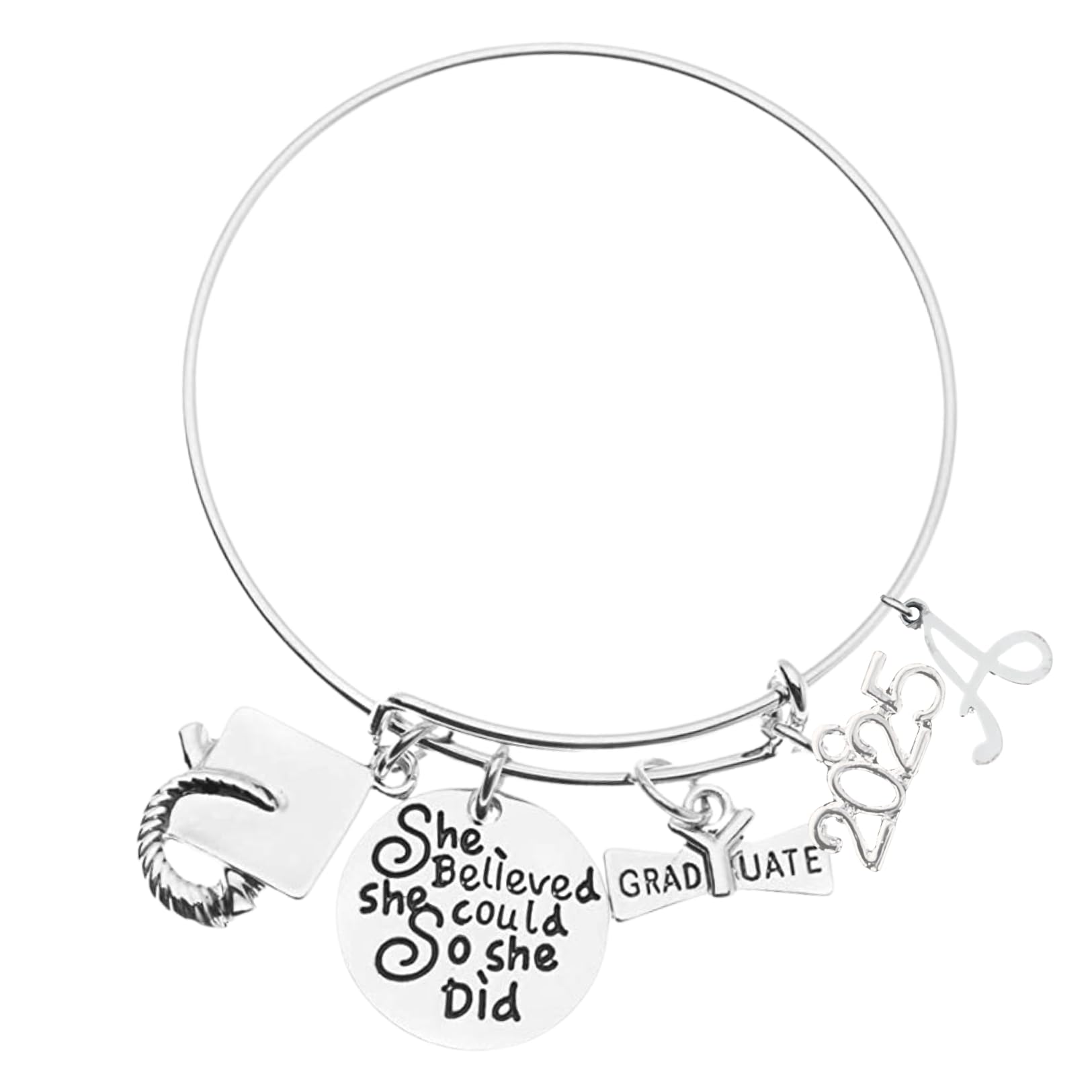 Personalized Graduation Bracelet with Initial Charm - Custom 2025 Graduation Gift for Her, Him & Graduates - Infinity Collection 2025 Edition - Perfect for High School & College Graduation Ceremonies, Parties & Keepsake Gifts