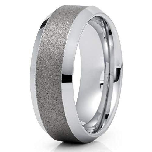 Gunmetal Tungsten Wedding Ring - 8mm Gray Tungsten Band for Men & Women, Comfort Fit Beveled Edge - Perfect for Engagement, Anniversary & Everyday Wear