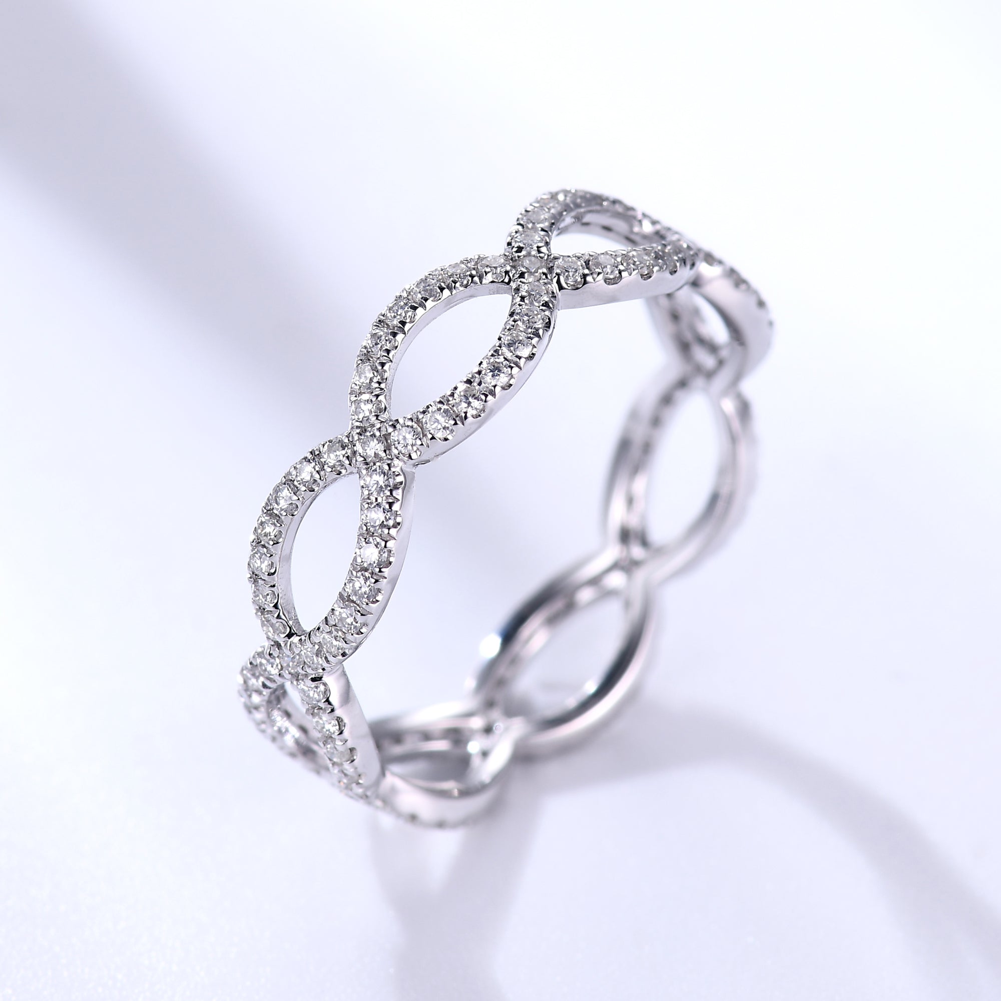 14K White Gold Moissanite Eternity Wedding Band for Women - Sparkling Diamond Alternative Engagement Ring, Perfect for Anniversaries & Special Occasions
