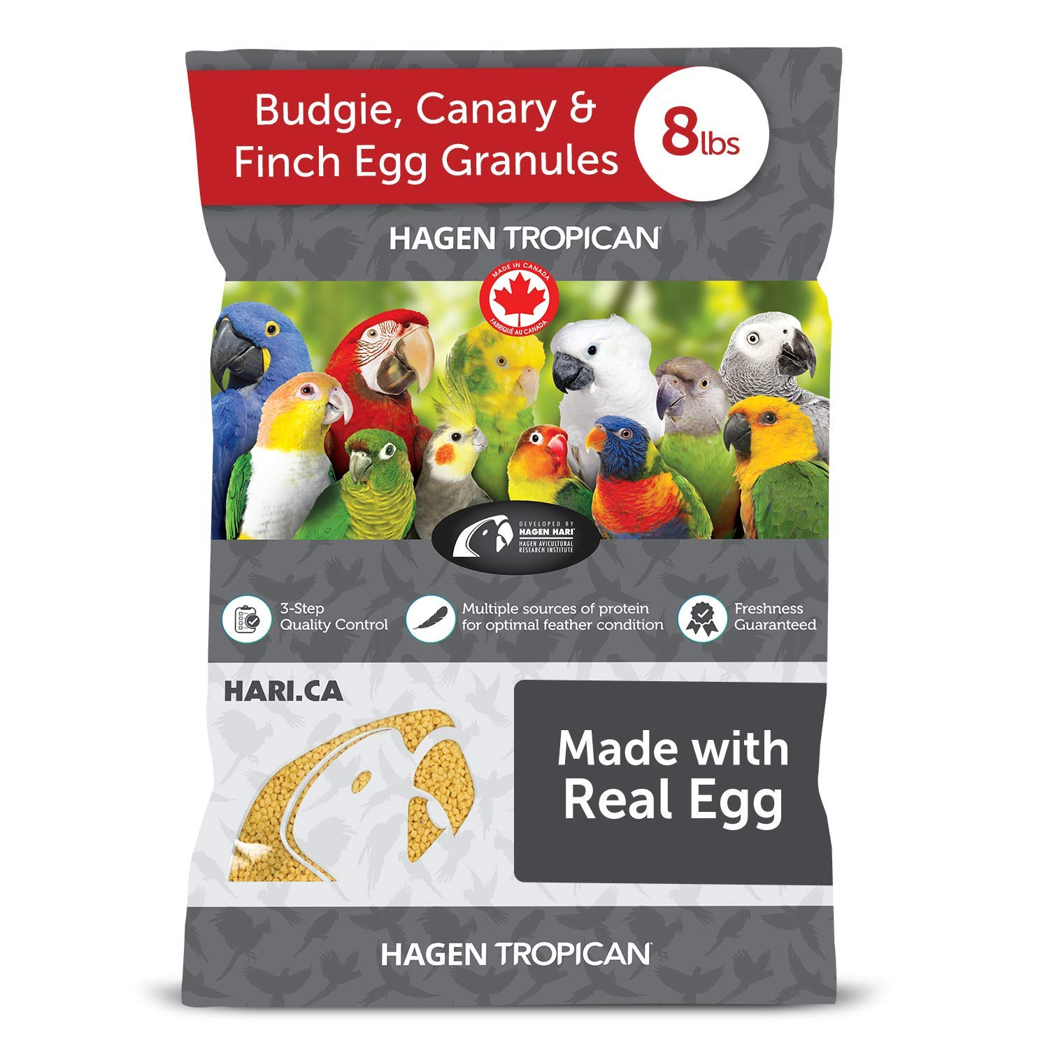 Premium Tropican Bird Food for Finches, Budgies & Canaries - Hagen Parrot Food with Egg Granules - 8lb Bag - Nutritious Diet for Small Birds - Perfect for Daily Feeding & Aviary Use