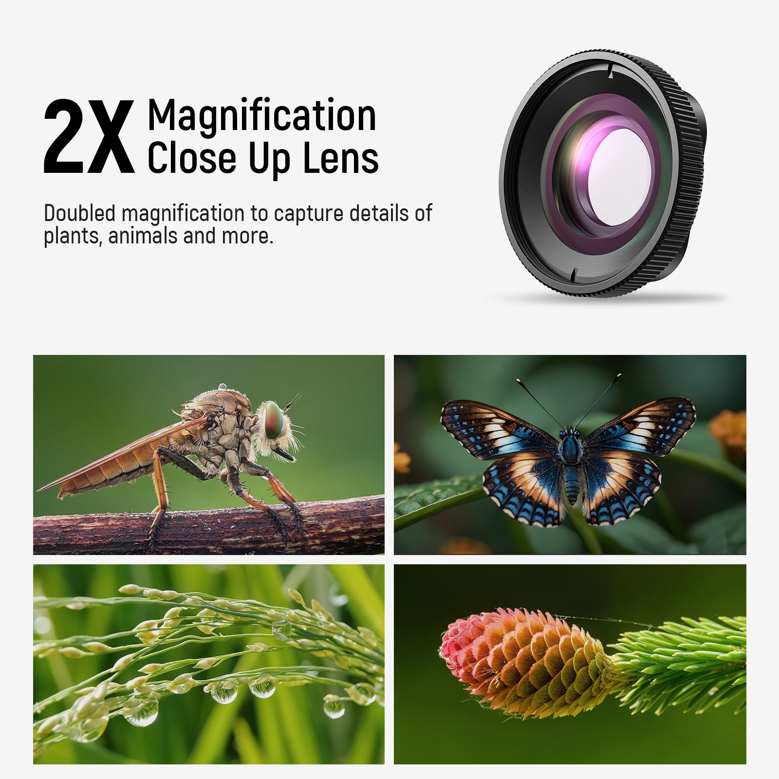 NEEWER LS 65 2X Magnification Lens for GoPro Hero 13/12/11/10/9 - Wide Angle & Macro Photography Accessory for Action Camera - Perfect for Underwater, Travel, and Sports Videography