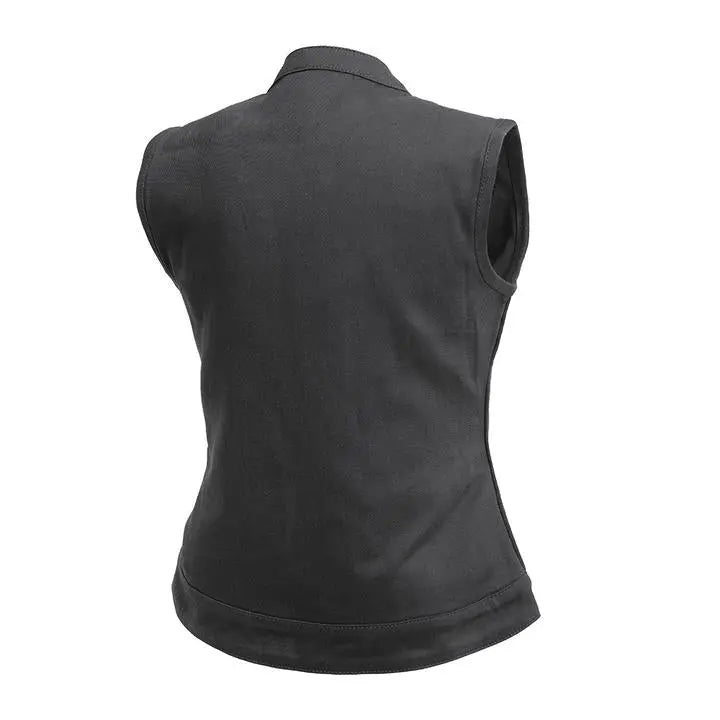 First MFG Co. Women's Lexy Motorcycle Twill Vest - Stylish Biker Jacket for Riding & Outdoor Adventures