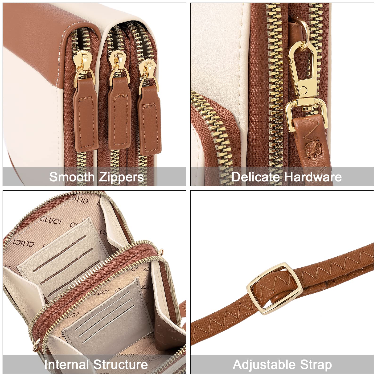 CLUCI Women's Leather Crossbody Bag - Small Shoulder Purse for Phone, Wallet & Essentials | Fashionable Travel & Everyday Use