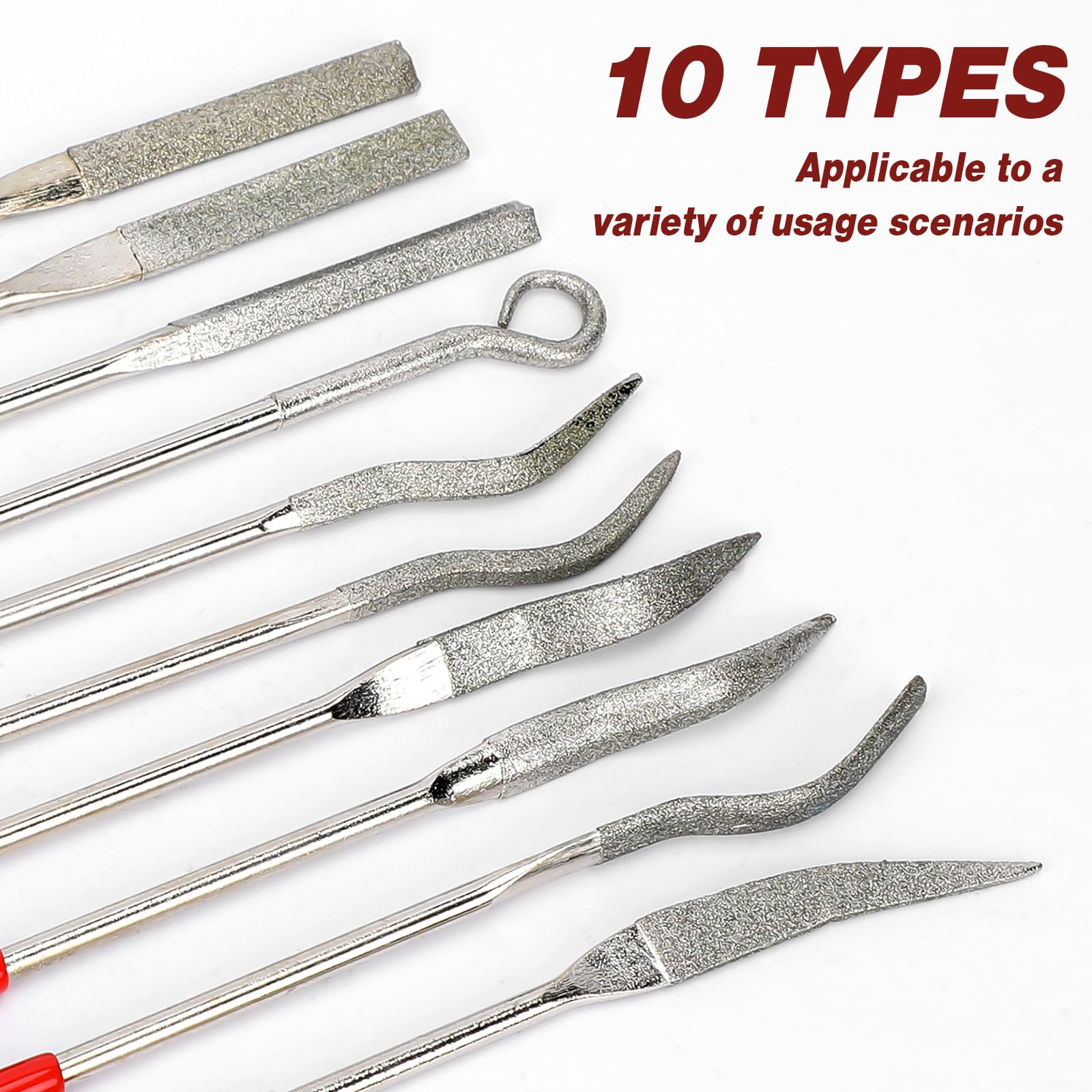 10Pcs Diamond Needle File Set - Mini Metal Files for Jewelry, Stone Carving & Model Making - 140mm/5.5inch Precision Tools for DIY Crafts, Watch Repair & Metalworking Projects