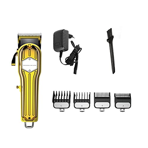 Professional Cordless Hair Clippers for Men - Rechargeable Electric Hair Trimmer with Metal Blades, Barber-Grade Haircutting Tool for Home & Salon Use (Gold) - Perfect for DIY Haircuts, Beard Trimming & Grooming