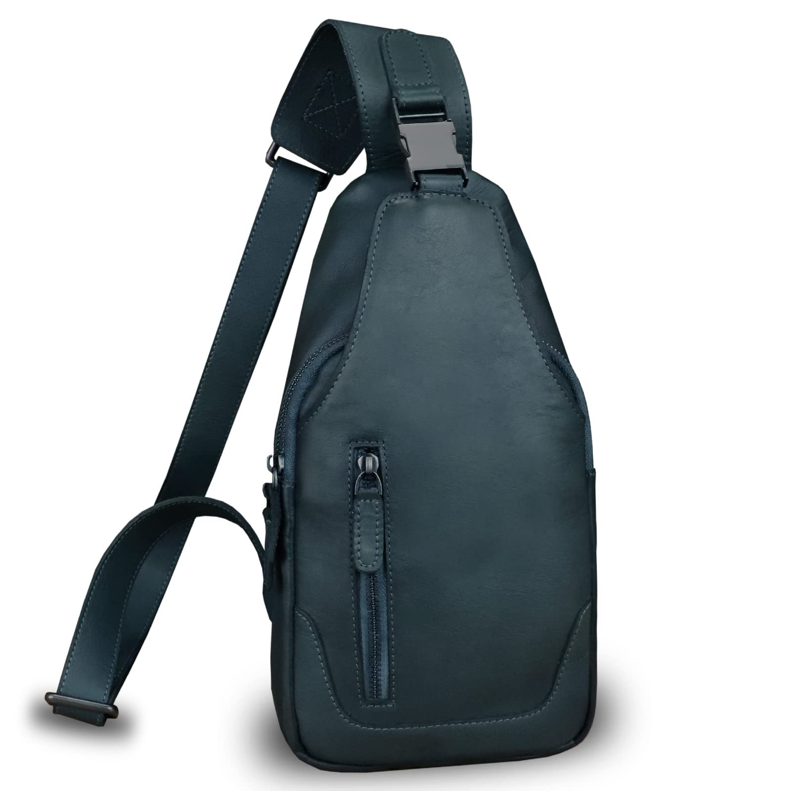 Premium Genuine Leather Sling Bag for Men & Women - Durable Crossbody Shoulder Backpack Chest Purse - Perfect for Travel, Work, and Everyday Use
