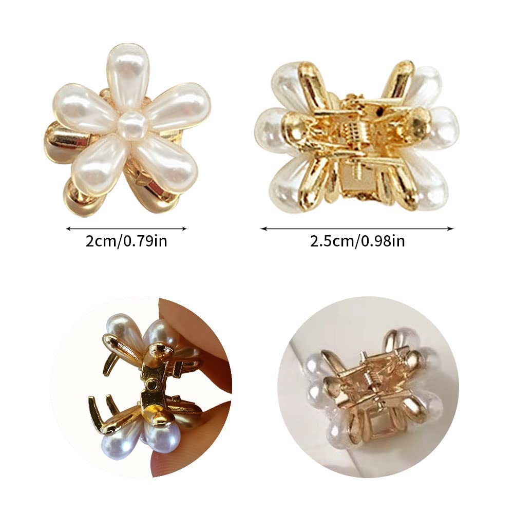 10 Pcs Small Pearl Daisy Hair Clips - Sweet Bangs Hair Claw Jaw Clips for Women & Girls (White) | Perfect for Weddings, Parties & Everyday Hairstyles