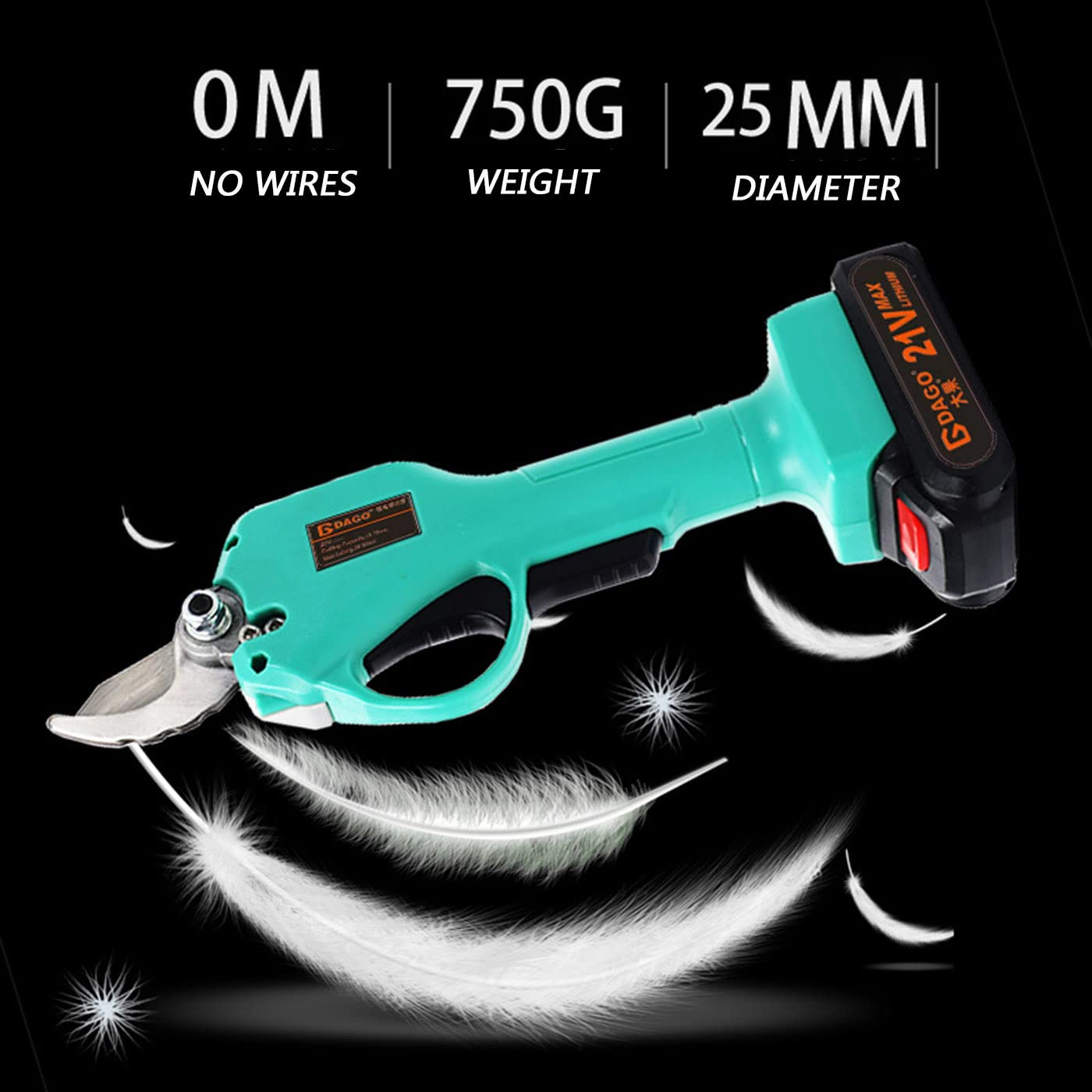 **Rechargeable Lithium Electric Pruning Shears - Multi-Purpose Garden & Fruit Tree Trimmer with Comfortable Non-Slip Grip (Orange/Green) - Perfect for Orchard, Vineyard & Home Gardening**