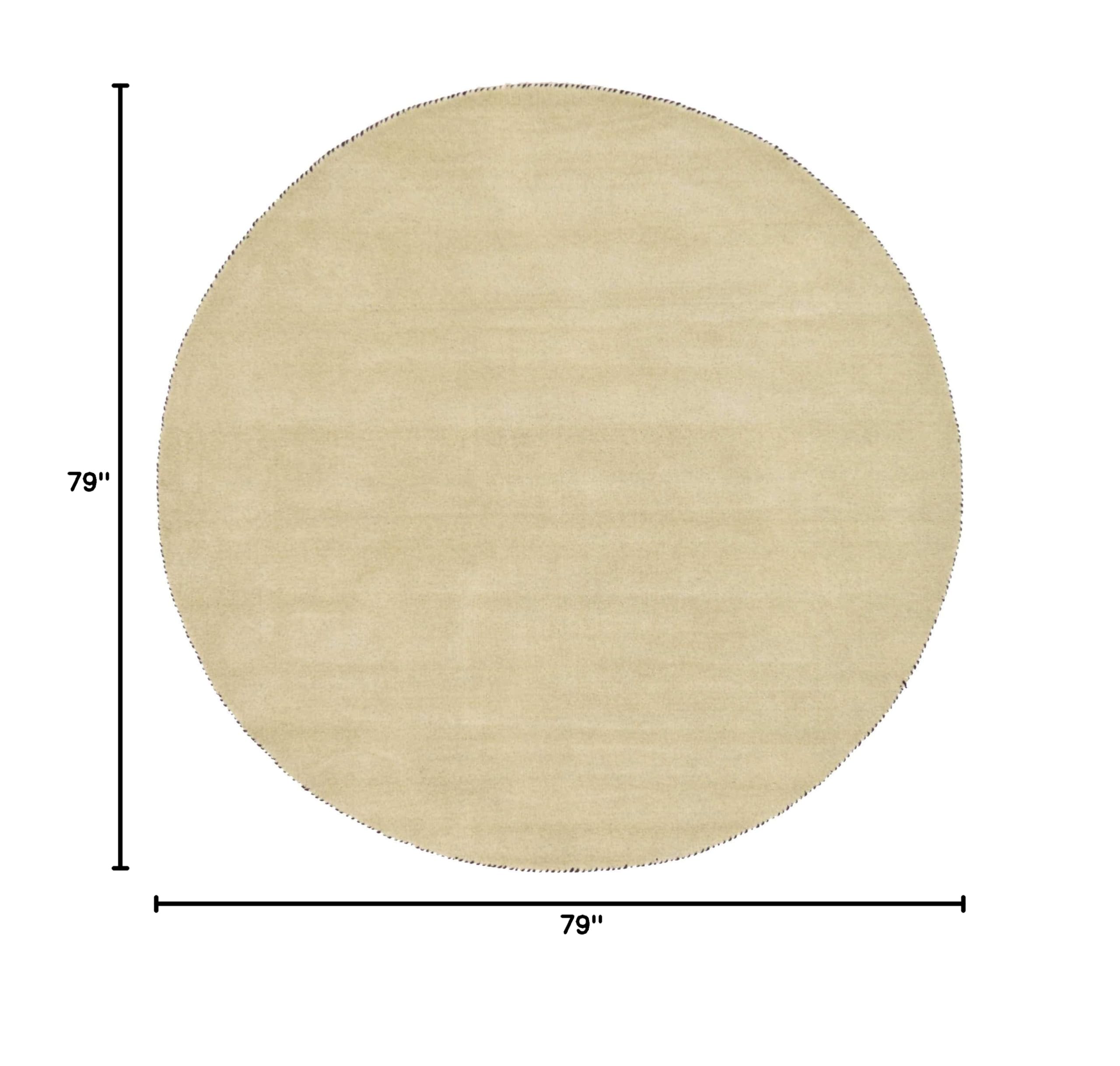 Unique Loom Solid Gava Collection 100% Natural Twisted Wool Modern Beige Round Area Rug (6' x 6') - Perfect for Living Room, Bedroom or Office Decor