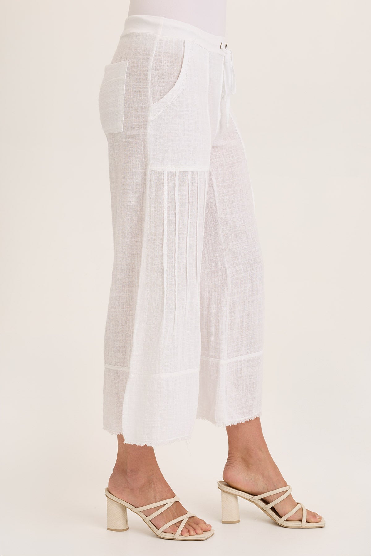 Ace Gauze Wide Leg Crop Pants - Breathable Linen Blend High Waist Casual Trousers for Women | Perfect for Summer, Beach, and Boho Style Outfits