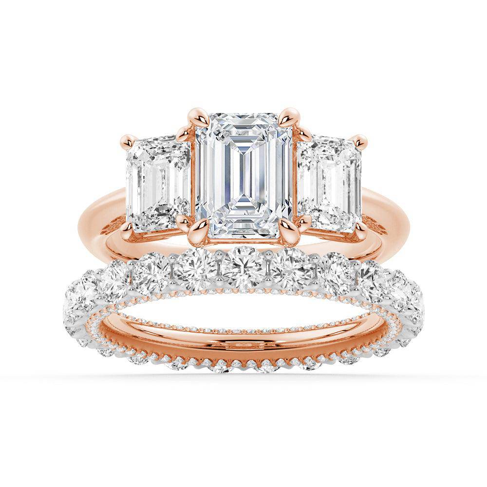Emerald Cut Three Stone Moissanite Engagement Ring for Women - Elegant Wedding Band, Anniversary Gift, Promise Ring - Perfect for Proposals, Bridal Jewelry & Special Occasions