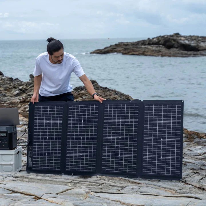 EcoFlow 220W Bifacial Portable Solar Panel for Camping, RV & Off-Grid Power - High Efficiency Foldable Solar Charger for Outdoor Adventures & Emergency Backup