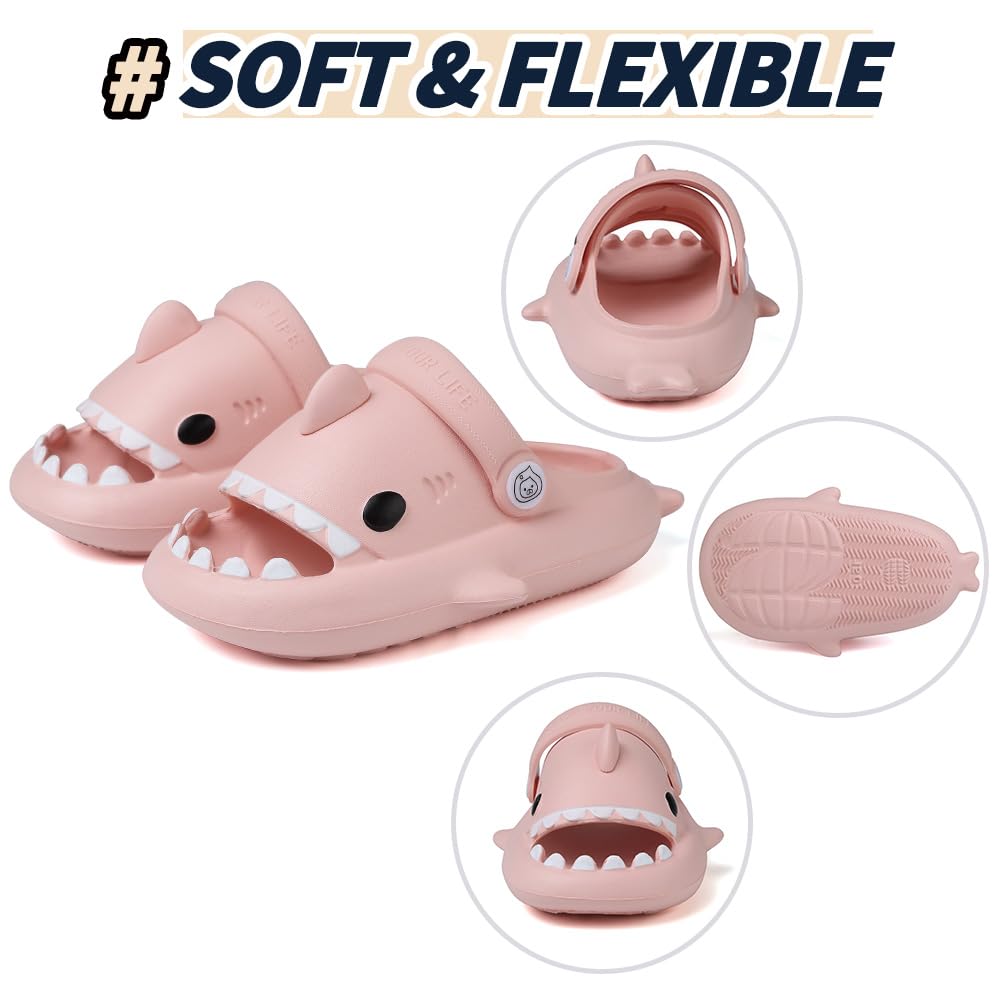 Adorable Kids Shark Slides for Toddler Girls & Boys - Cute Cartoon Summer Cloud Slippers, Non-Slip Beach Pool & Shower Shoes for Baby - Perfect for Swimming, Bath Time & Outdoor Play
