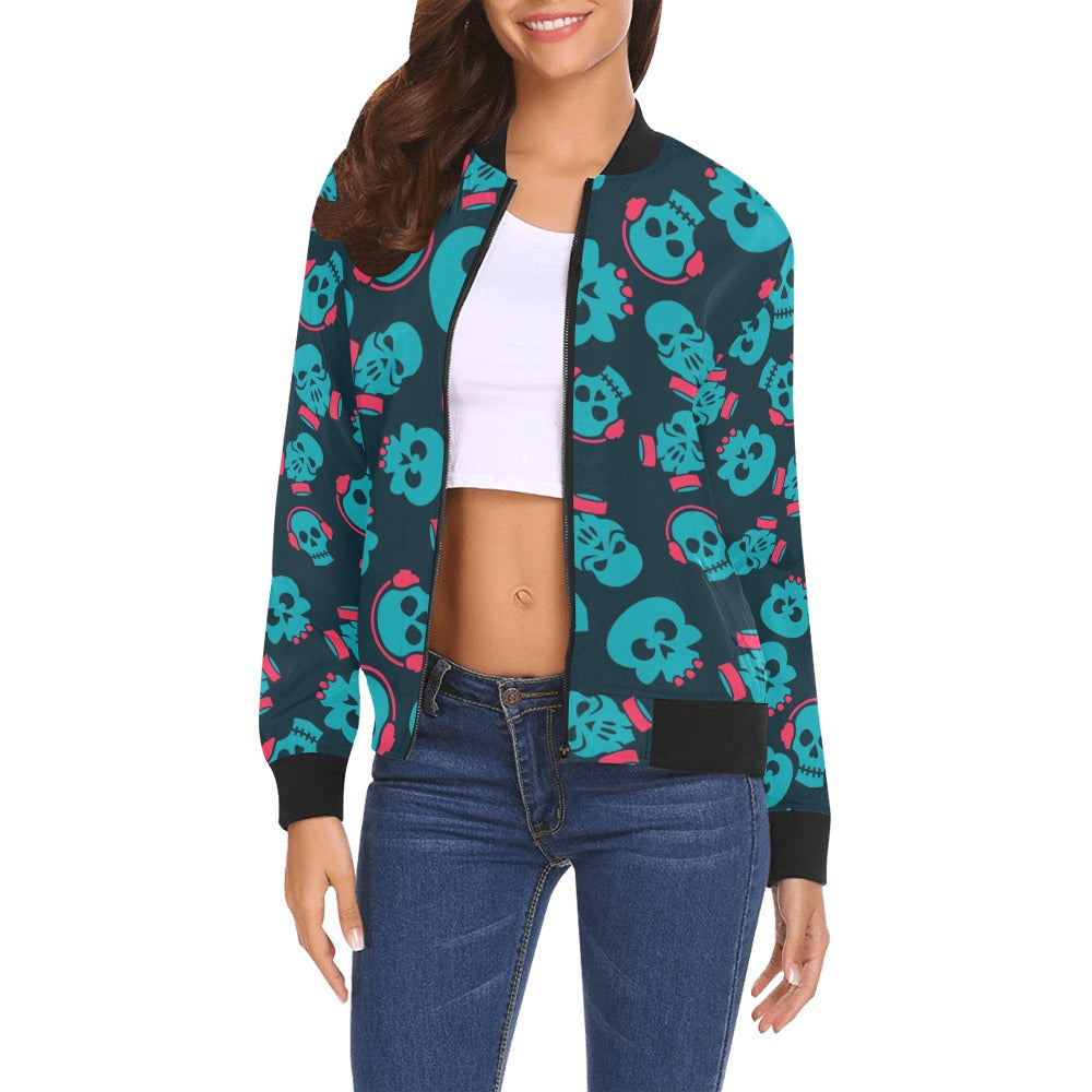 Punk Skulls Bomber Jacket for Men & Women | Edgy Gothic Streetwear Fashion | Perfect for Concerts, Halloween & Alternative Style Outfits